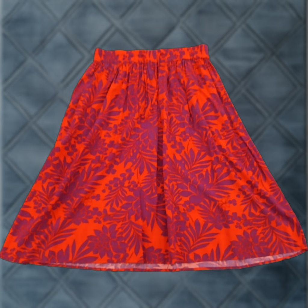 Old Navy Old Navy Skirt Womens S Red Midi A-Line Pleated Floral Rayon Drawstring Reset: Hand Wash Only Size 28" / US 6 / IT 42 - 1 Thumbnail