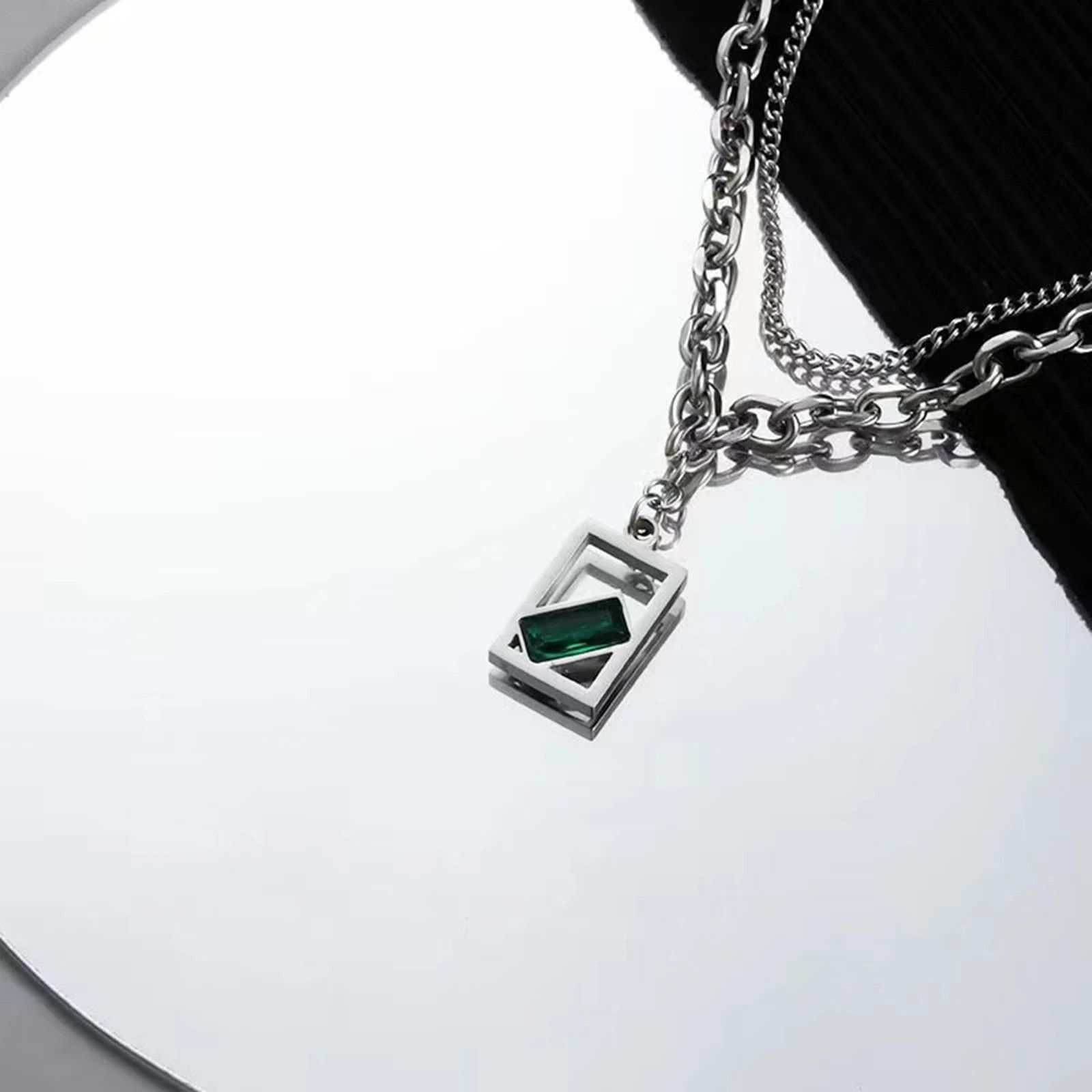 Vintage Geometric Green Stone Necklace Size ONE SIZE - 4 Thumbnail