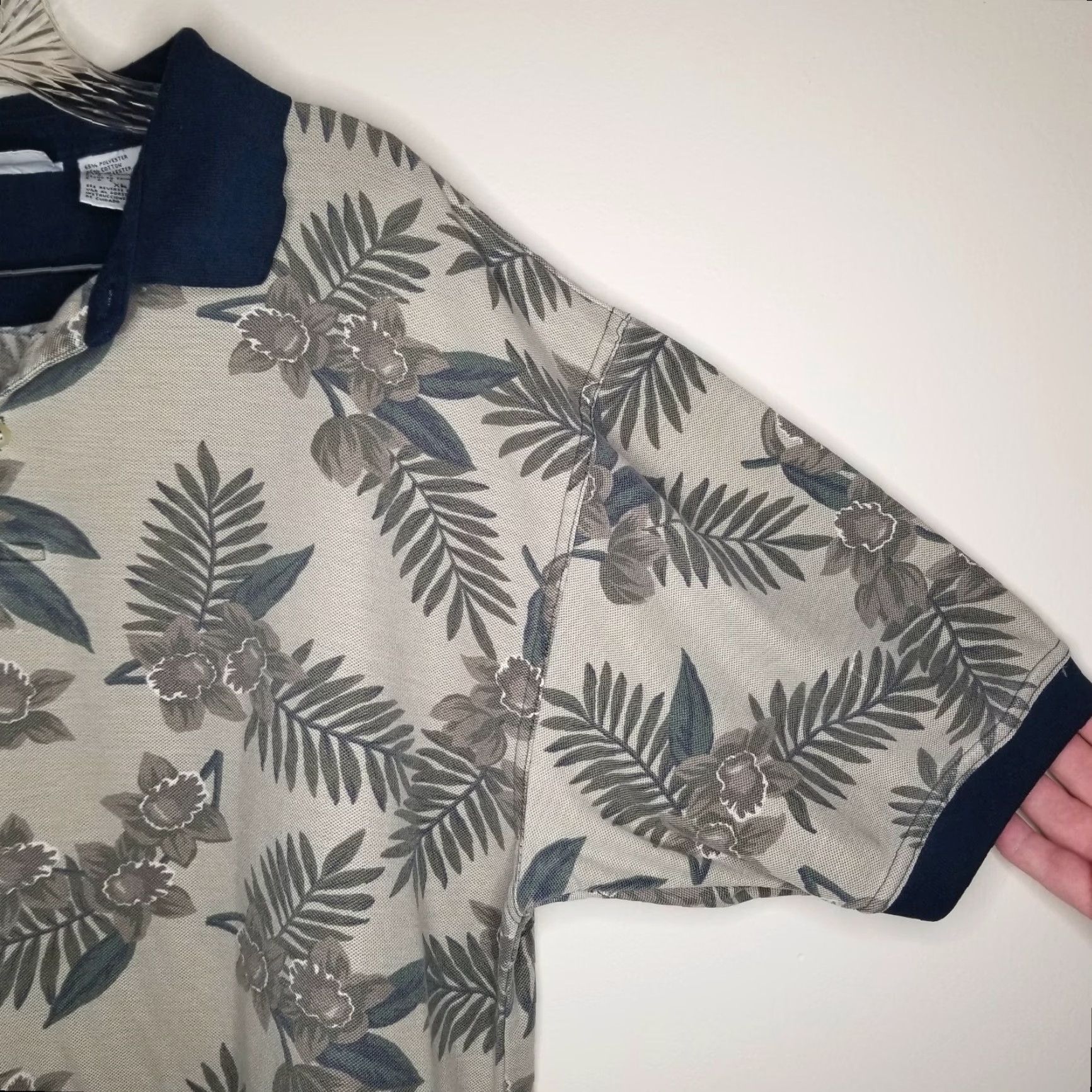 Bugle Boy VINTAGE Bugle Boy Floral Polo Shirt Adult XL Green Short Sleeve Mens Size US XL / EU 56 / 4 - 2 Thumbnail