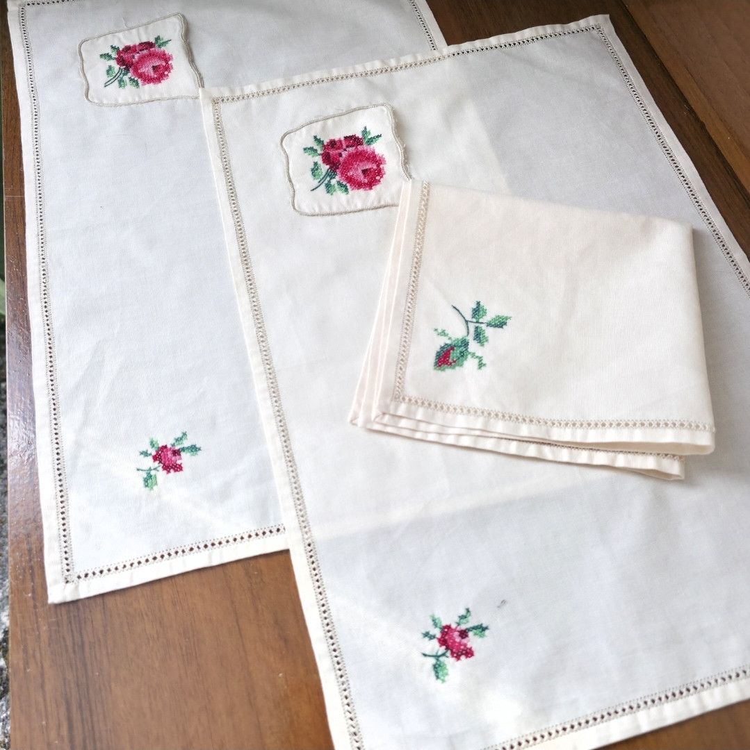 Vintage Vintage Linen Cotton Blend Napkin Set | 3 pcs Size ONE SIZE - 8 Thumbnail