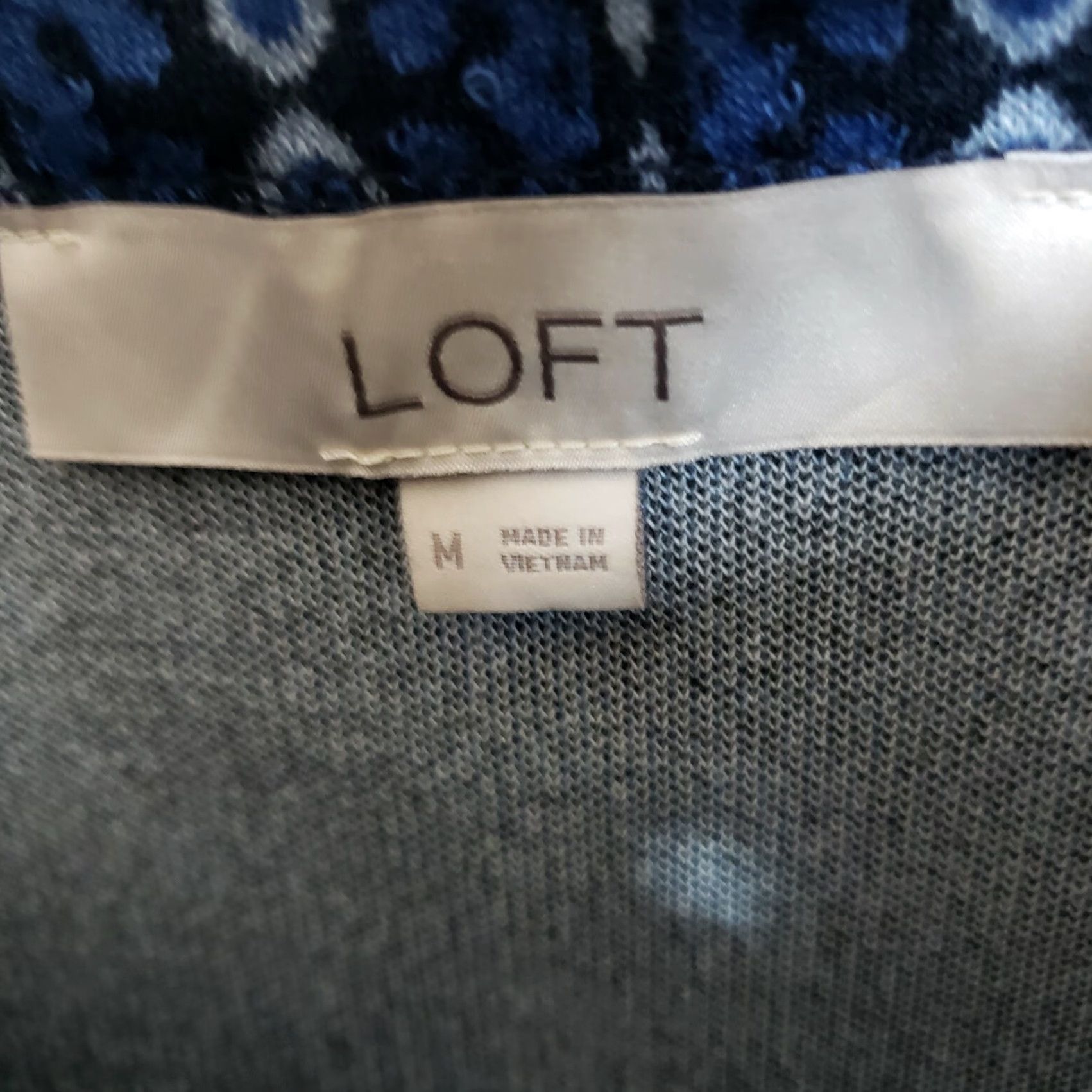 Ann Taylor Ann Taylor LOFT Womens Top Sz Medium Blue White Square Neck Half Sleeve Size M / US 6-8 / IT 42-44 - 6 Thumbnail