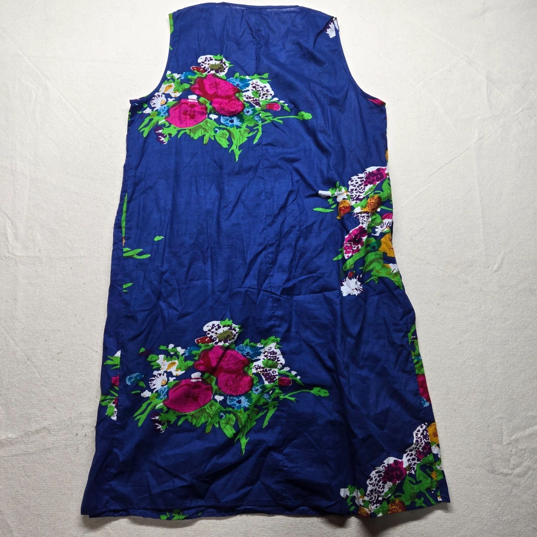 Vintage Metropolitan Women's Dress Sundress Casual 1X Blue Floral Midi Sleeveless Scoop Neck Summer Vintage No 0 Size XL / US 12-14 / IT 48-50 - 8 Thumbnail