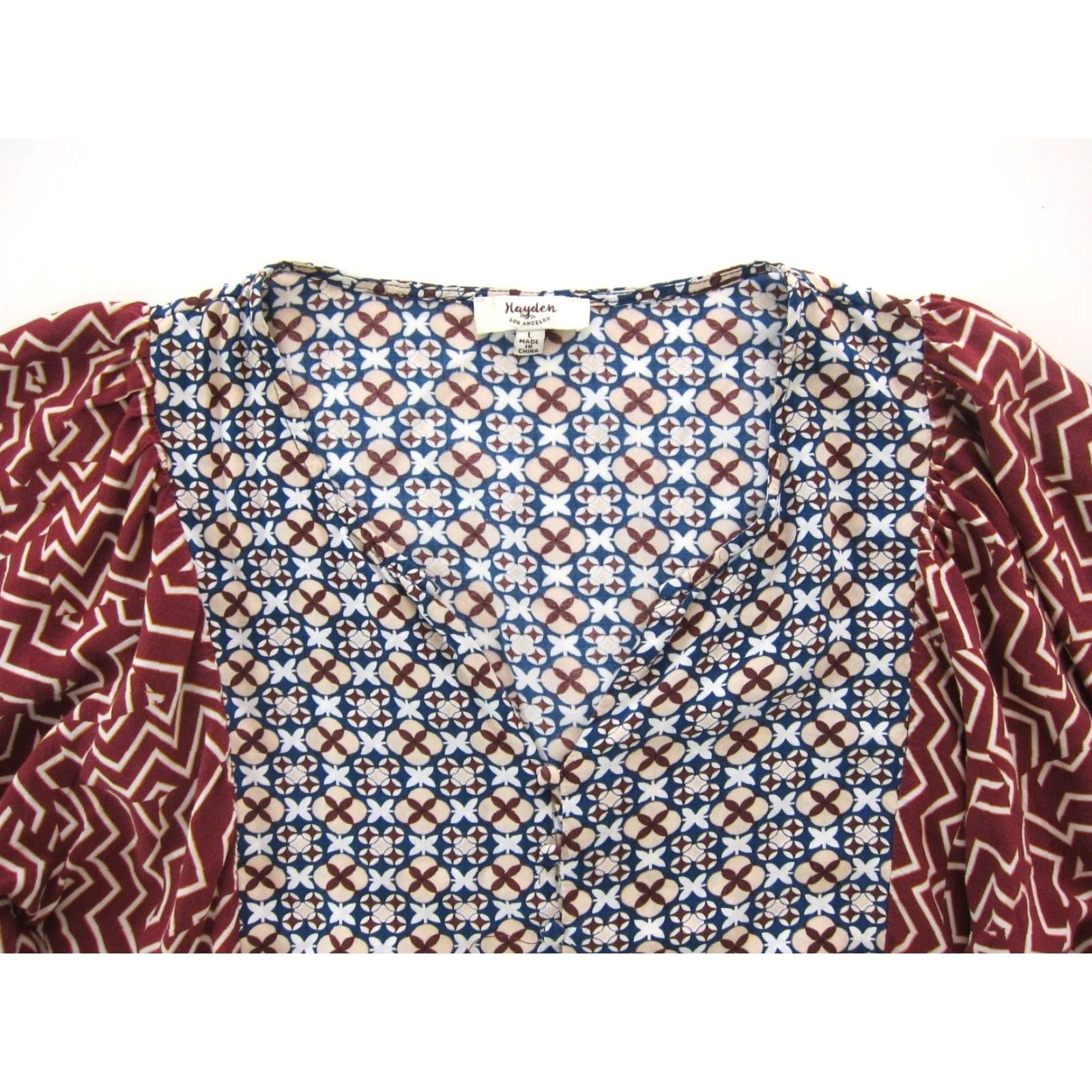 Vintage Hayden Los Angeles 100% Rayon Red Floral Geometric Tunic Smock Dress L - Vintage? (No) Size L / US 10 / IT 46 - 4 Thumbnail