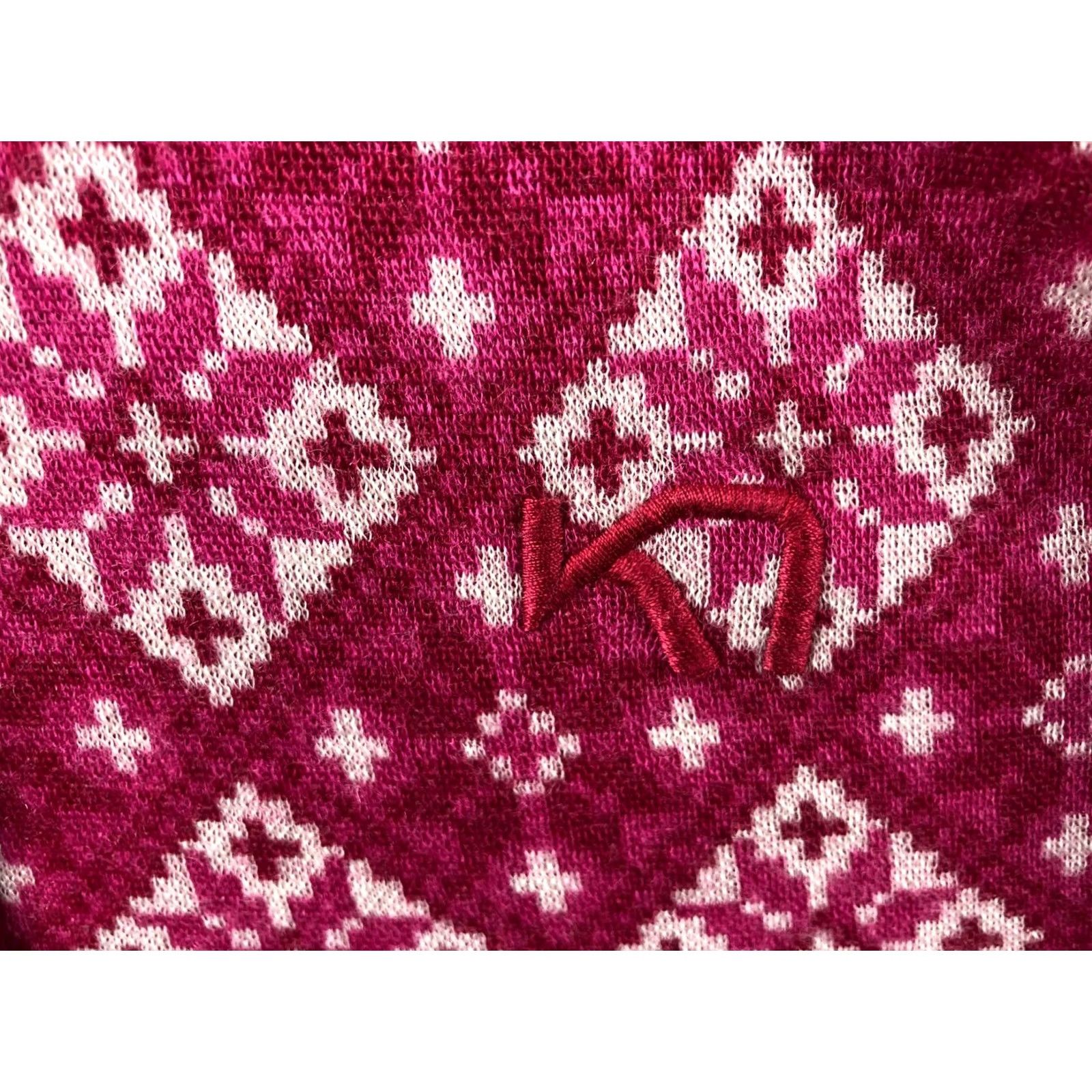 Vintage Kari Traa Women's Pink Geometric Patterned Wool Blend Jersey Top M Casual Size M / US 6-8 / IT 42-44 - 5 Thumbnail