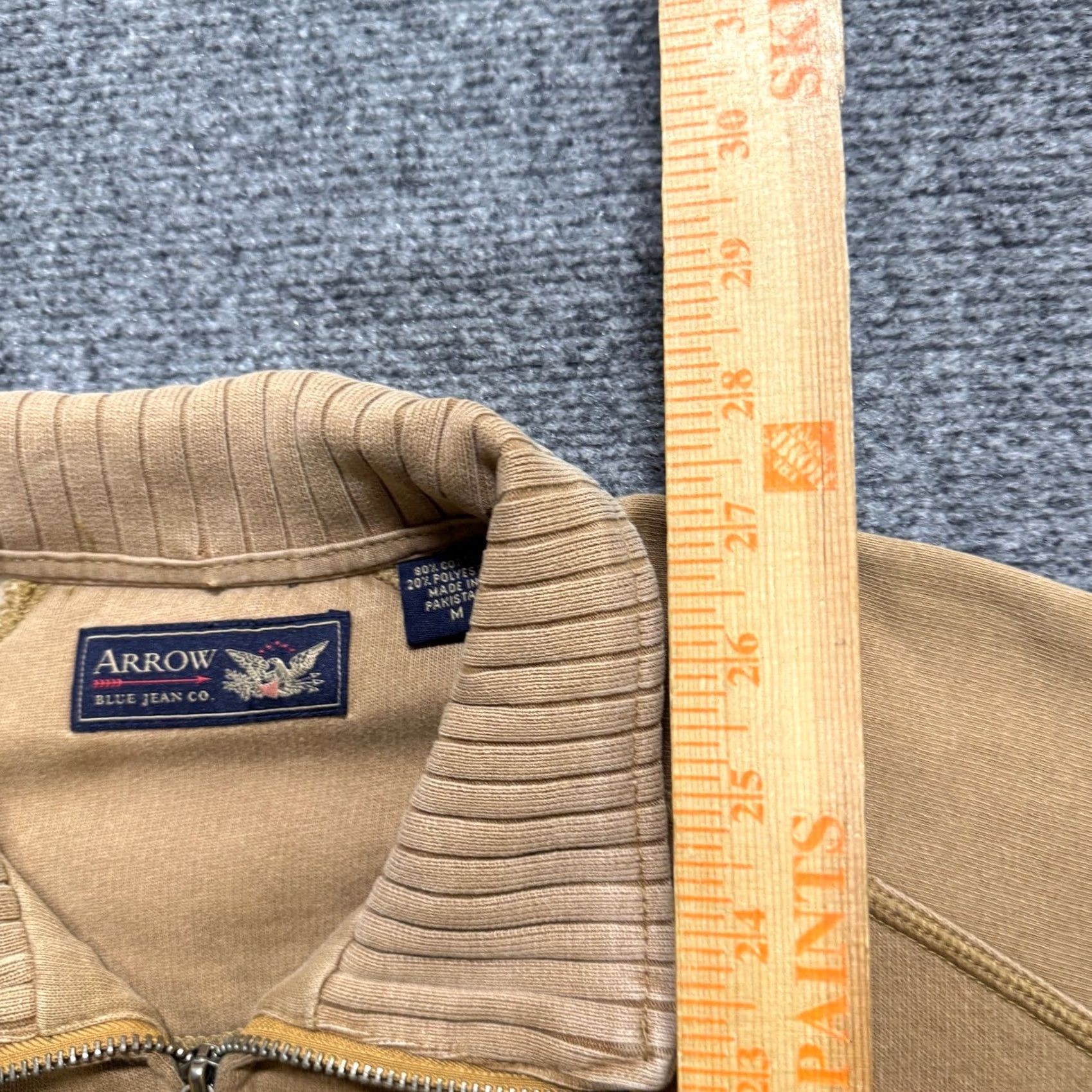Arrow Arrow Basic Jacket M Beige Cotton Blend Full Zip Collared Men Size US 31 - 5 Thumbnail