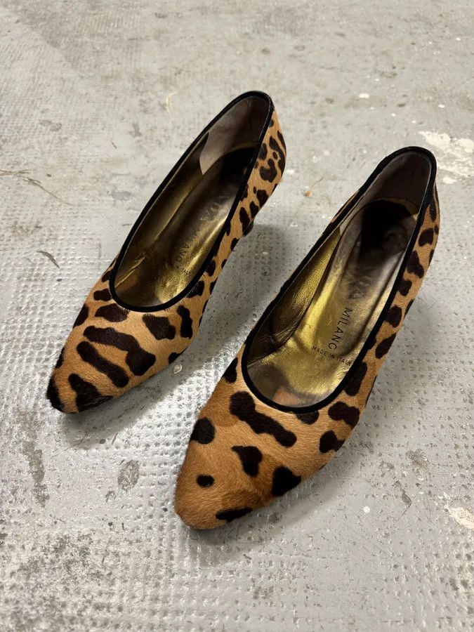 Designer × Prada × Vintage 2000s Prada Pony Hair Leopard Heels Pumps Size US 8 / IT 38 - 10 Thumbnail