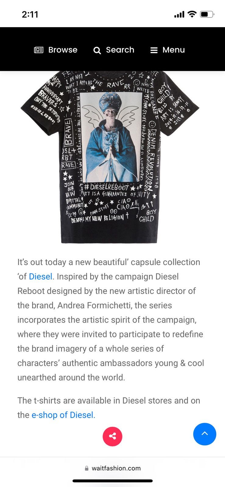 Designer × Diesel Diesel Reboot T Shirt Nicola Formichetti Design Size US L / EU 52-54 / 3 - 10 Thumbnail