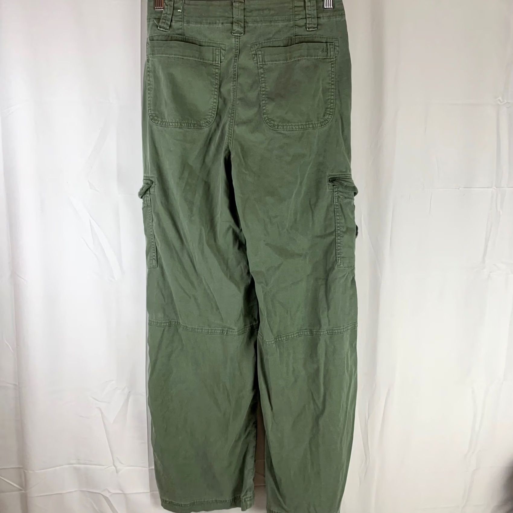 Vintage American Eagle Cargo Pants Womens 2 Olive Green Wide Leg Stretch Utility Size 26" / US 2 / IT 38 - 6 Thumbnail