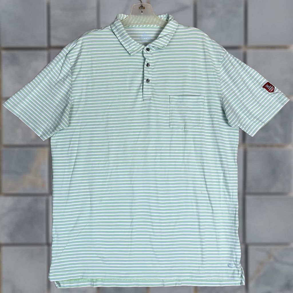 Peter Millar Peter Millar Polo Shirt Mens L Green Striped Crown Crafted Golf Performance Shirt Size US L / EU 52-54 / 3 - 1 Thumbnail