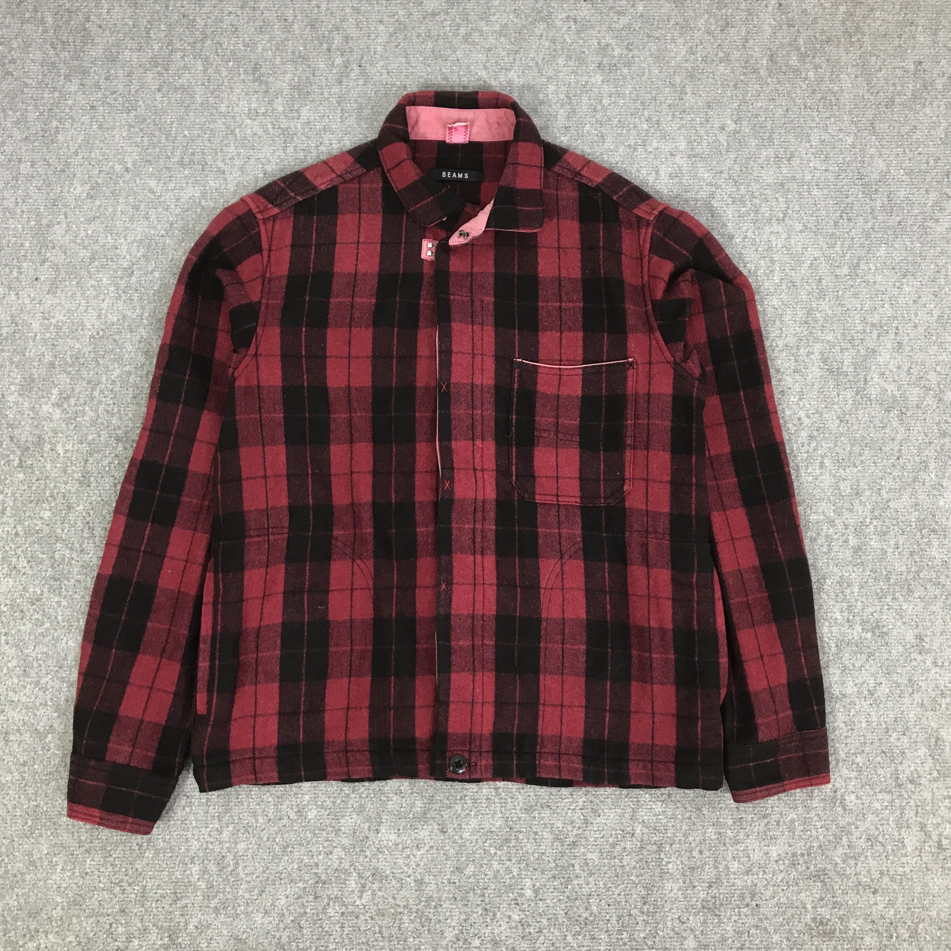 BEAMS FLANNEL TARTAN WOOL JACKET K84B6