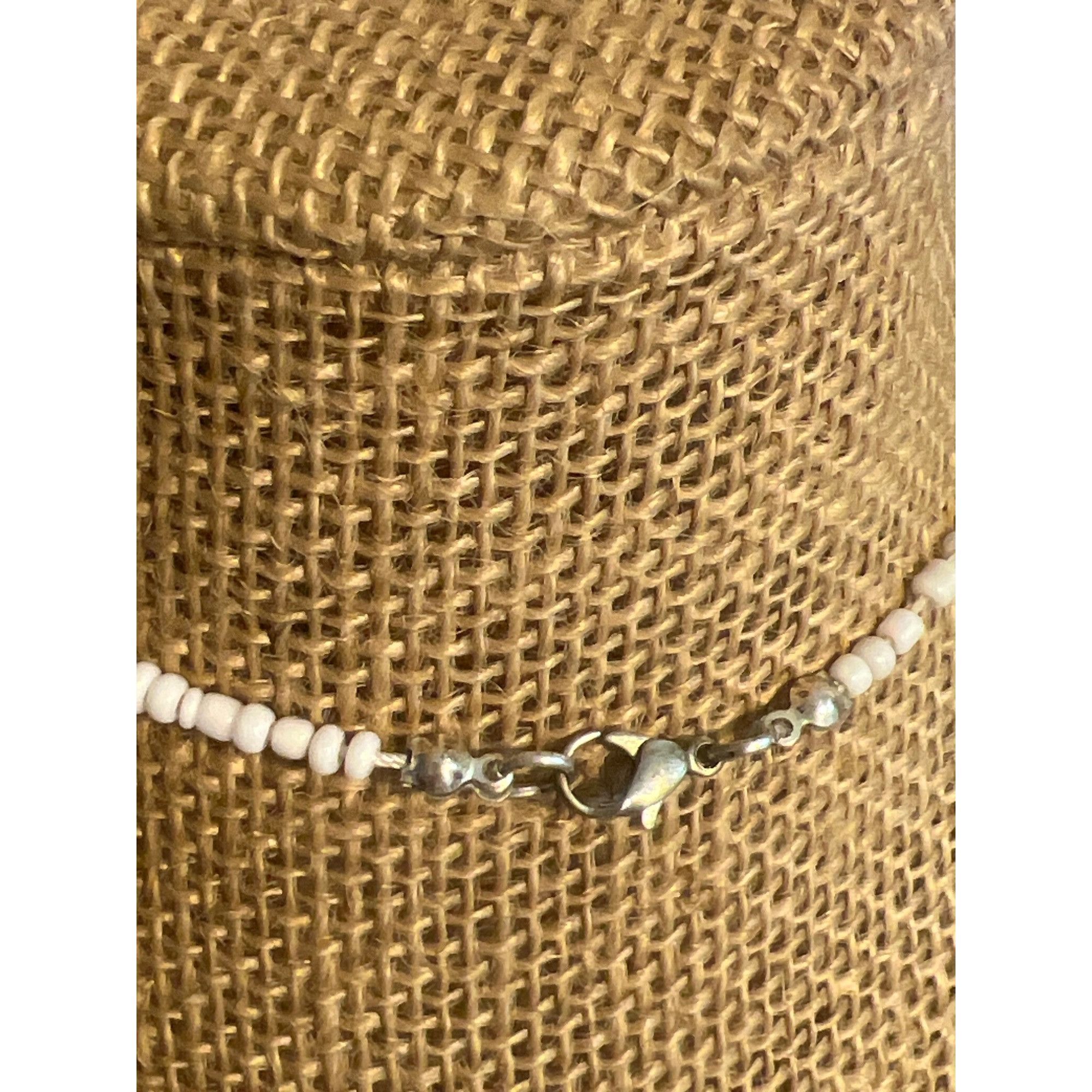 Other Vintage White Acrylic Double Strand Necklace Seed Bead Lobst Size ONE SIZE - 4 Thumbnail