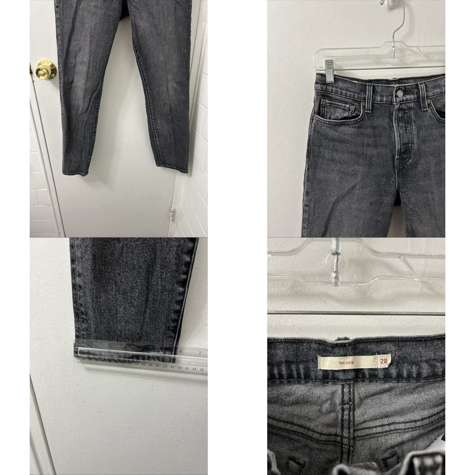 Levi's Levi's Wedgie Straight Jeans Women Charcoal Gray High Rise 28x27 Denim Stretch 5-Pocket Button Fly Vintage-esque Size 28" / US 6 / IT 42 - 8 Thumbnail