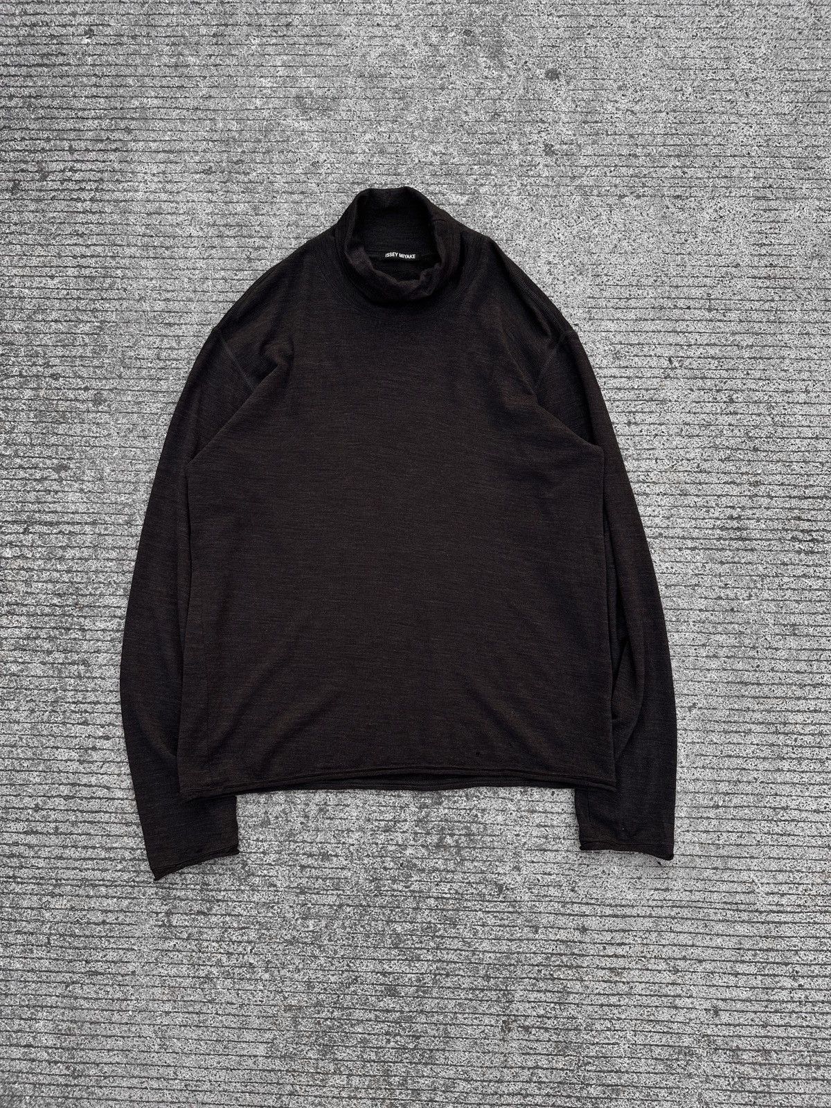 Issey Miyake Dark Brown Cotton Turtleneck Tee
