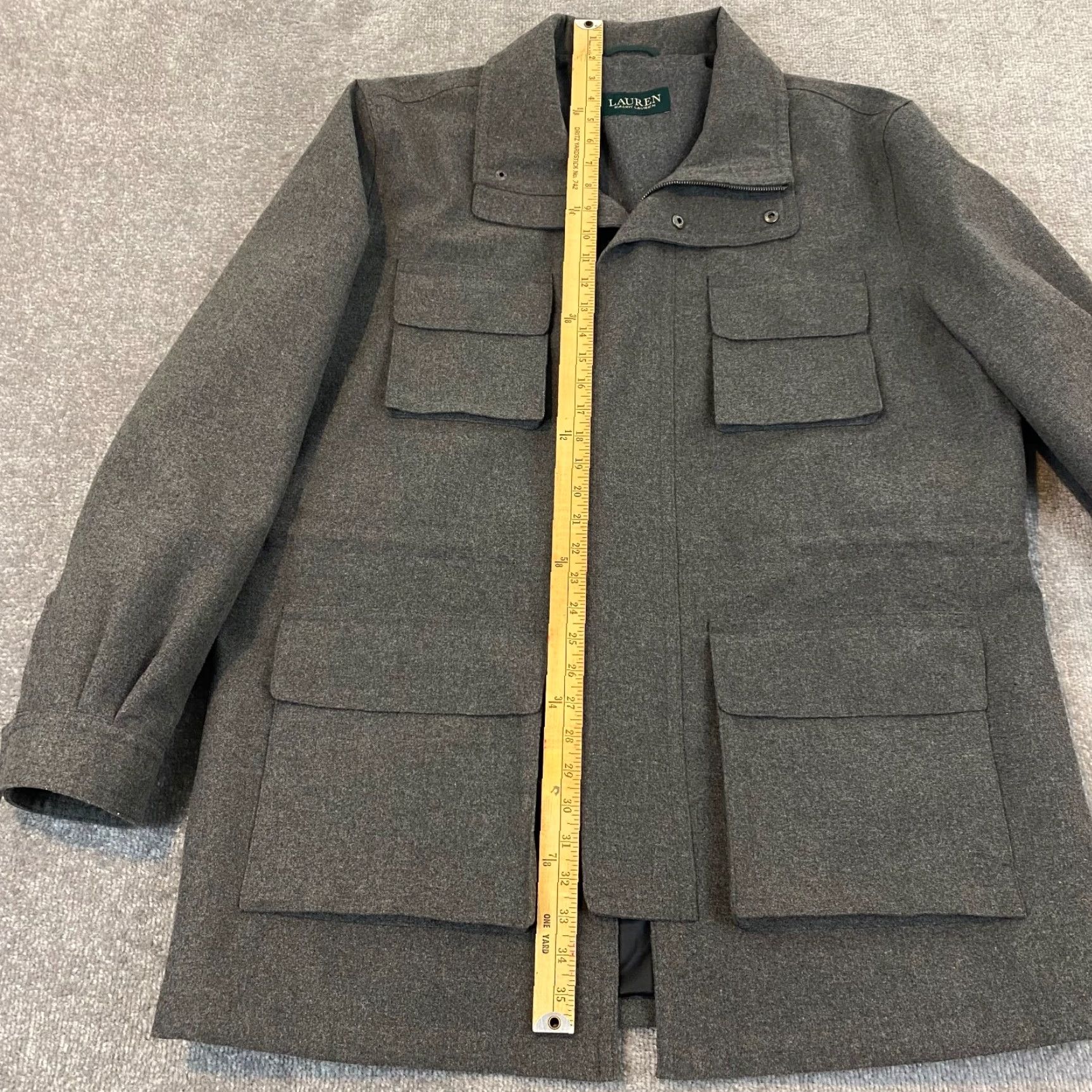 Ralph Lauren Lauren Ralph Lauren Coat Mens Gray Long Full Zip Pea Wool Pockets L/S 48 R Size US M / EU 48-50 / 2 - 5 Thumbnail