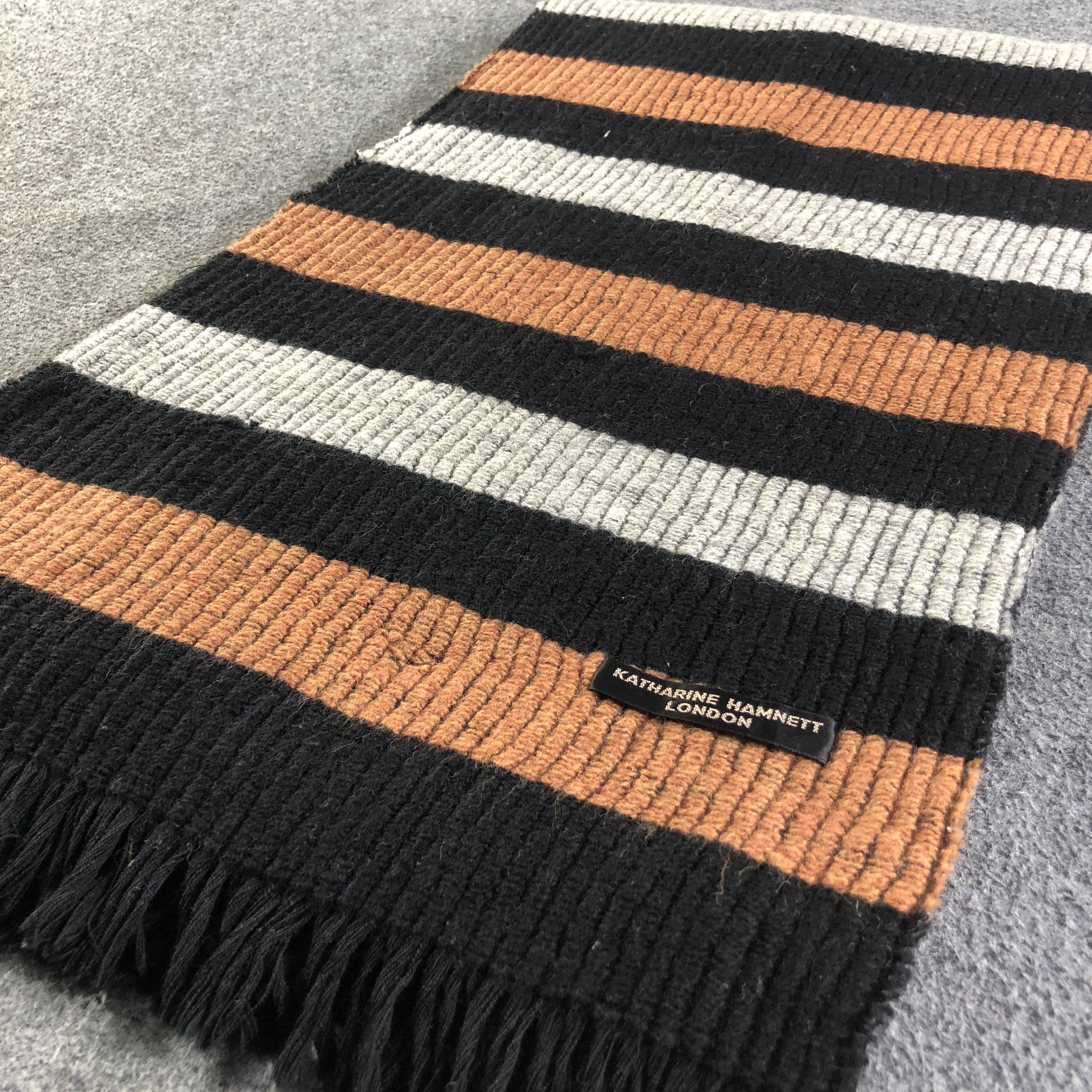 Katharine Hamnett London Katharine Hamnett London Striped Wool Scarf Muffler V2512 Size ONE SIZE - 3 Thumbnail