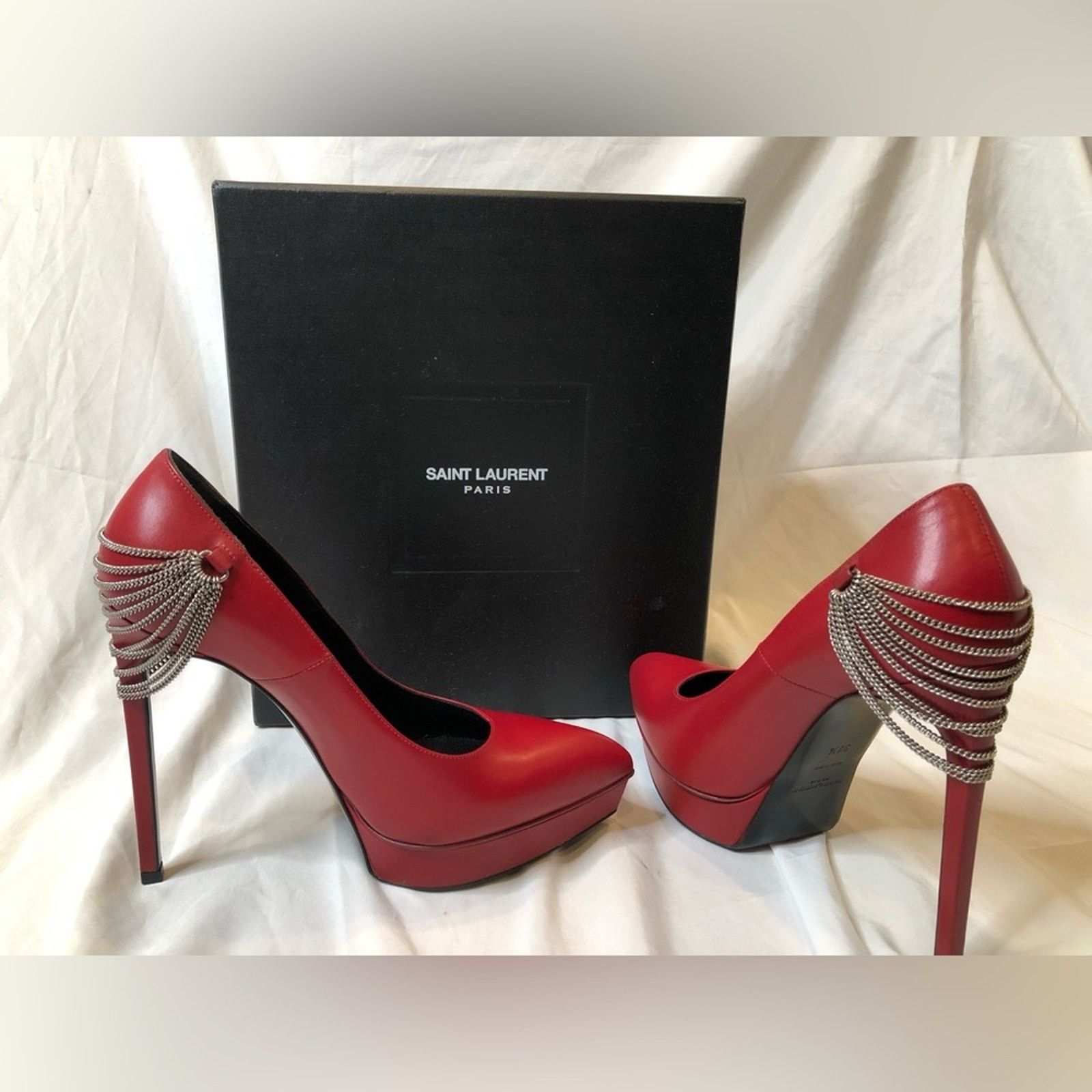 Yves Saint Laurent Yves Saint Laurent Women’s Janis Heel--Red—Size 38.5 Size US 8 / IT 38 - 2 Thumbnail