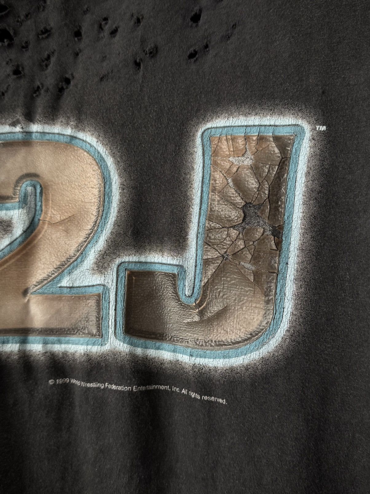 Vintage × WWE × WWF Vintage 1999 WWF ‘Chris Jericho’ Thrashed Destroyed T-Shirt Size US XL / EU 56 / 4 - 6 Thumbnail