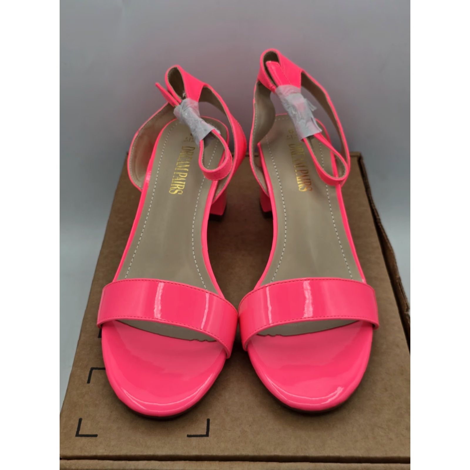 Pinko Dream Pairs Women’s Chunky Block Heel Open Toe - Size 9 - Color Hot Pink - Strappy Ankle - Faux Leather - Open Toe Woman Size US 9 / IT 39 - 3 Thumbnail