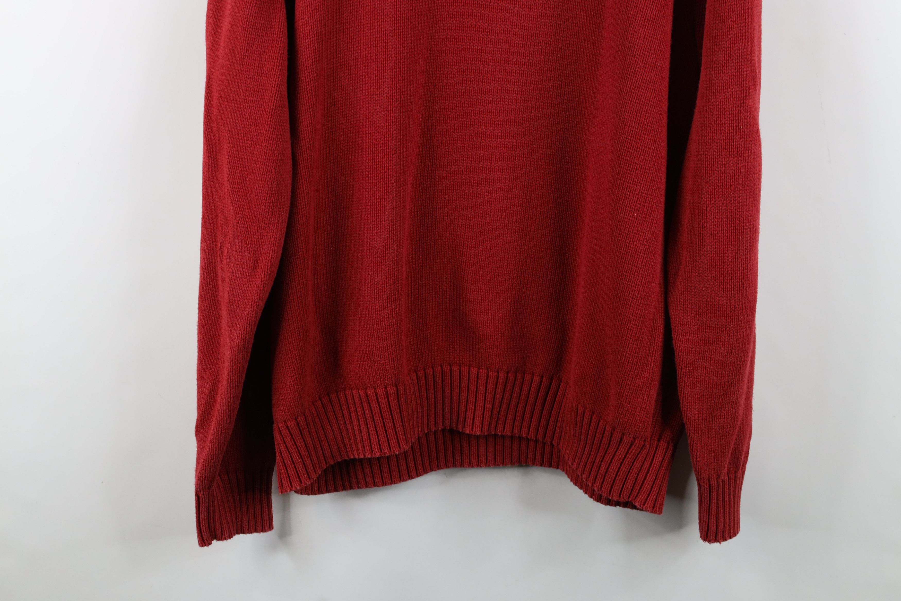 Lands' End Vintage 90s Lands End Blank Cotton Knit Crewneck Sweater Red Size US L / EU 52-54 / 3 - 14 Thumbnail