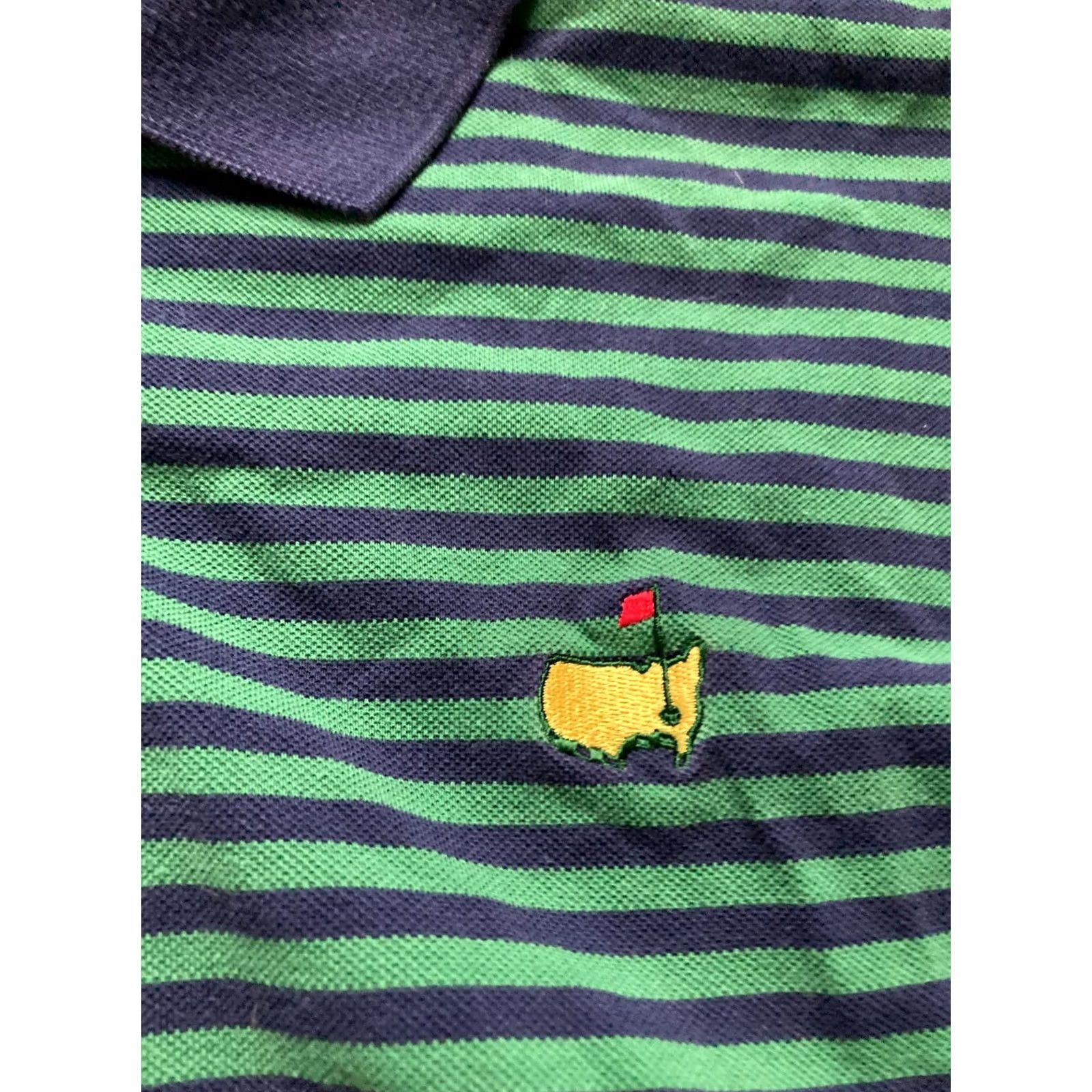Vintage Masters Collection Polo Shirt Mens L Green Striped Golf Polo Shirt, Short Sleeve, Collared, 100% Cotton, Regular Fit, Masters Collection, Size L Size US L / EU 52-54 / 3 - 4 Thumbnail