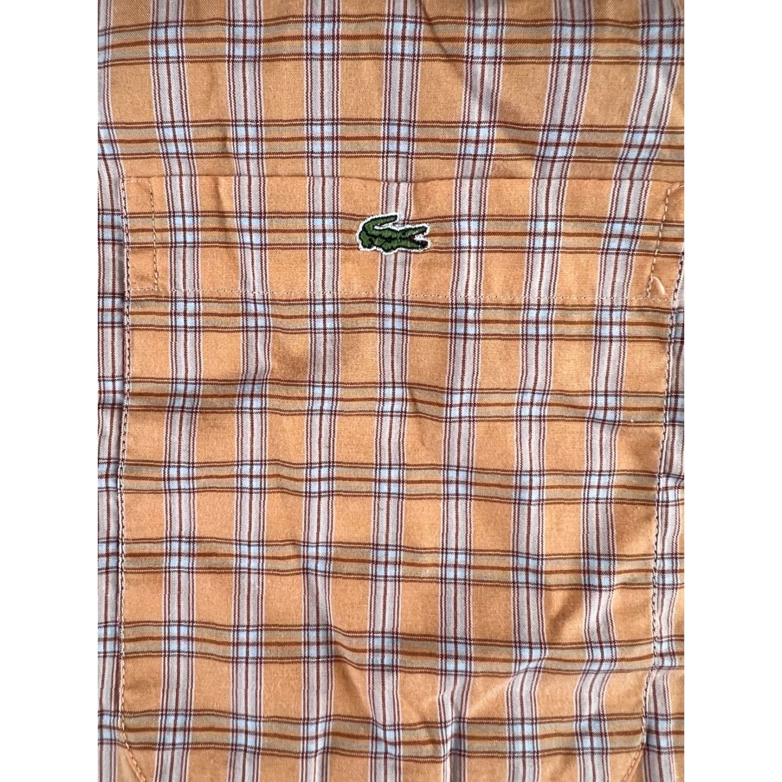 Lacoste VINTAGE Lacoste Shirt Men’s Large 42 Orange Plaid Button Up Cotton Long Sleeve READ Size US L / EU 52-54 / 3 - 4 Thumbnail