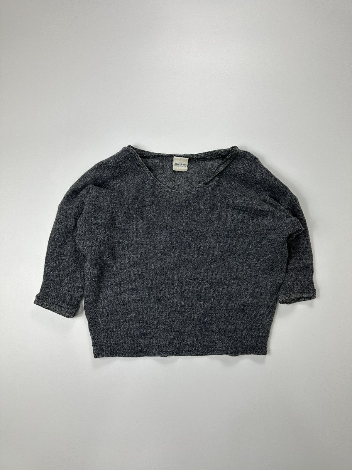 Acne Jeans Cropped Sweater Gray