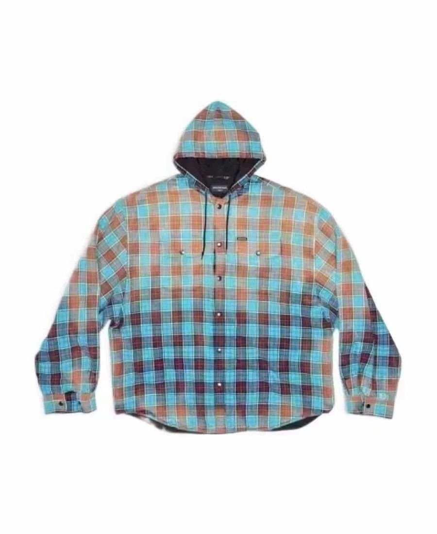 Balenciaga Balenciaga Blue Gradient Checkered Jacket Size XXS / US 00 / IT 34 - 1 Thumbnail