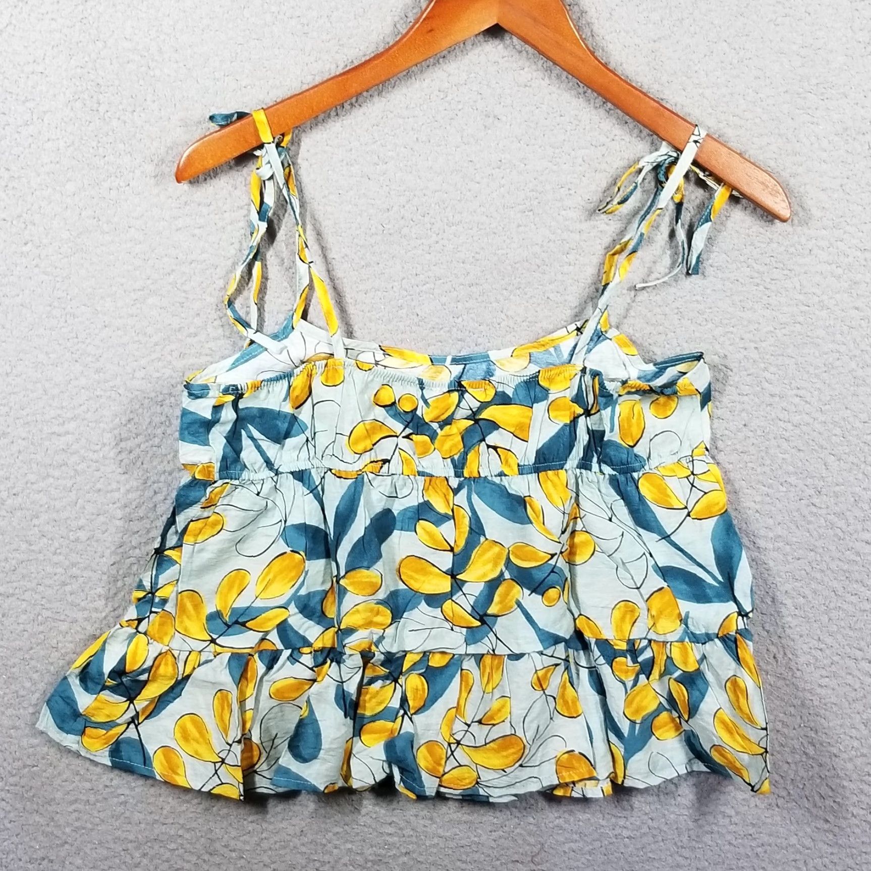 Anthropologie VINTAGE Anthropologie MINE Floral Tank Top Women Medium Blue Yellow Sleeveless Spaghetti Neck Casual Size M / US 6-8 / IT 42-44 - 7 Thumbnail