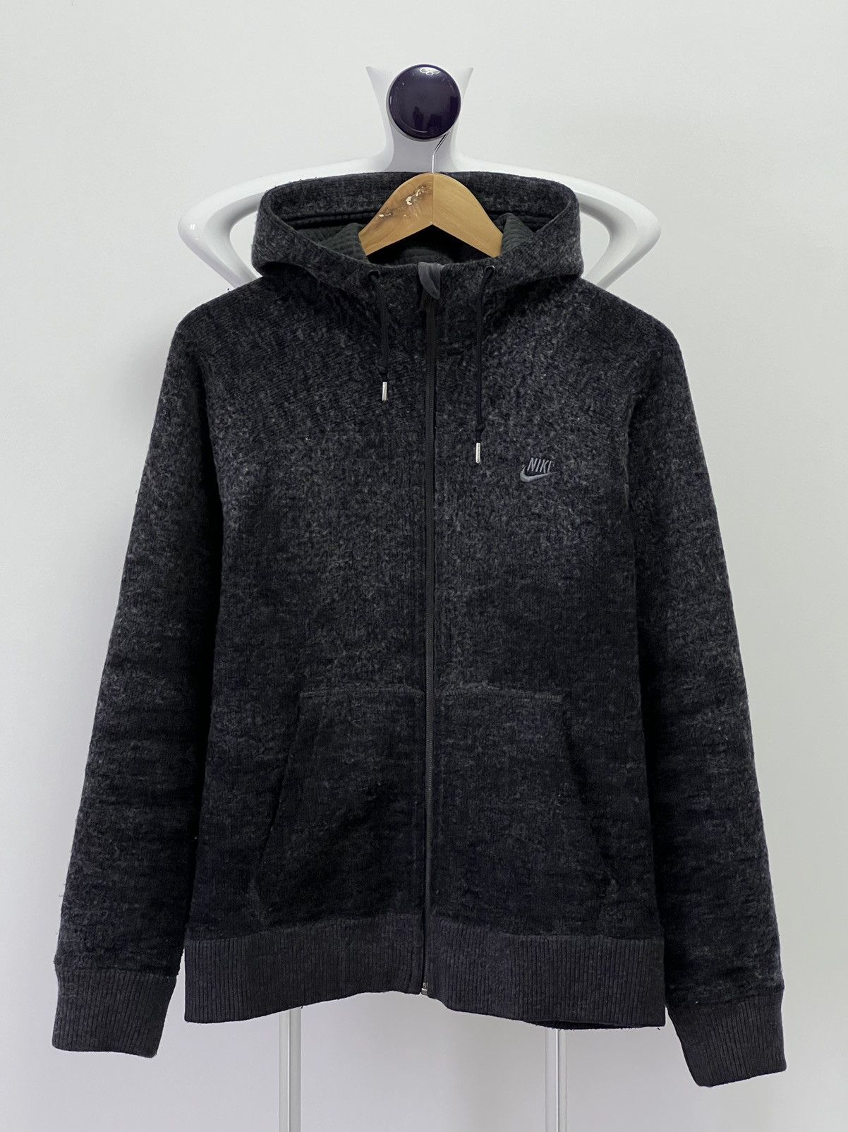 Nike × Vintage Vintage 90s Nike Zip Up Hoodie Sweatshirt Black grey Size US M / EU 48-50 / 2 - 5 Thumbnail