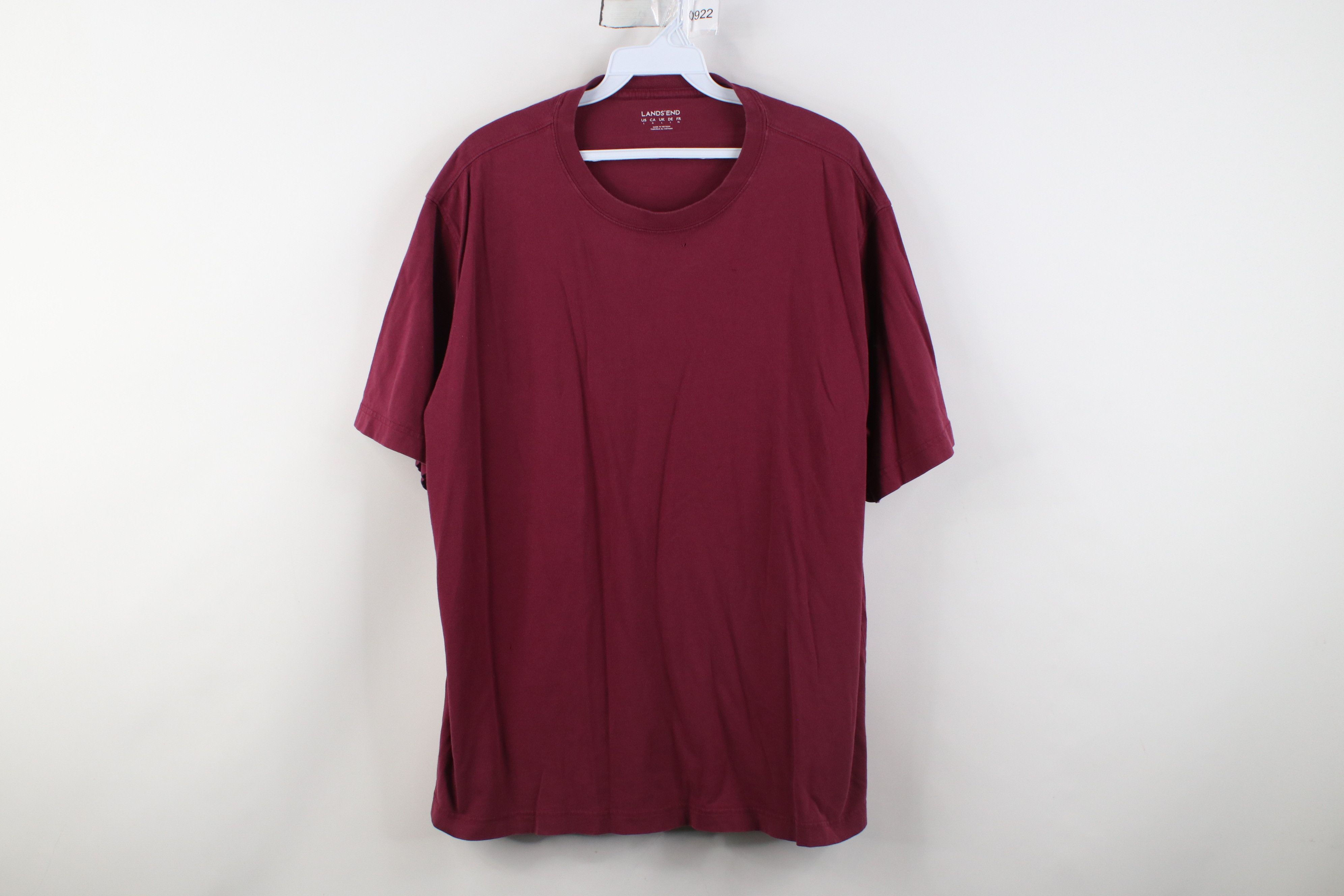 Lands' End Vintage Y2K Lands End Blank Cotton T-Shirt Burgundy Maroon Size US L / EU 52-54 / 3 - 1 Thumbnail