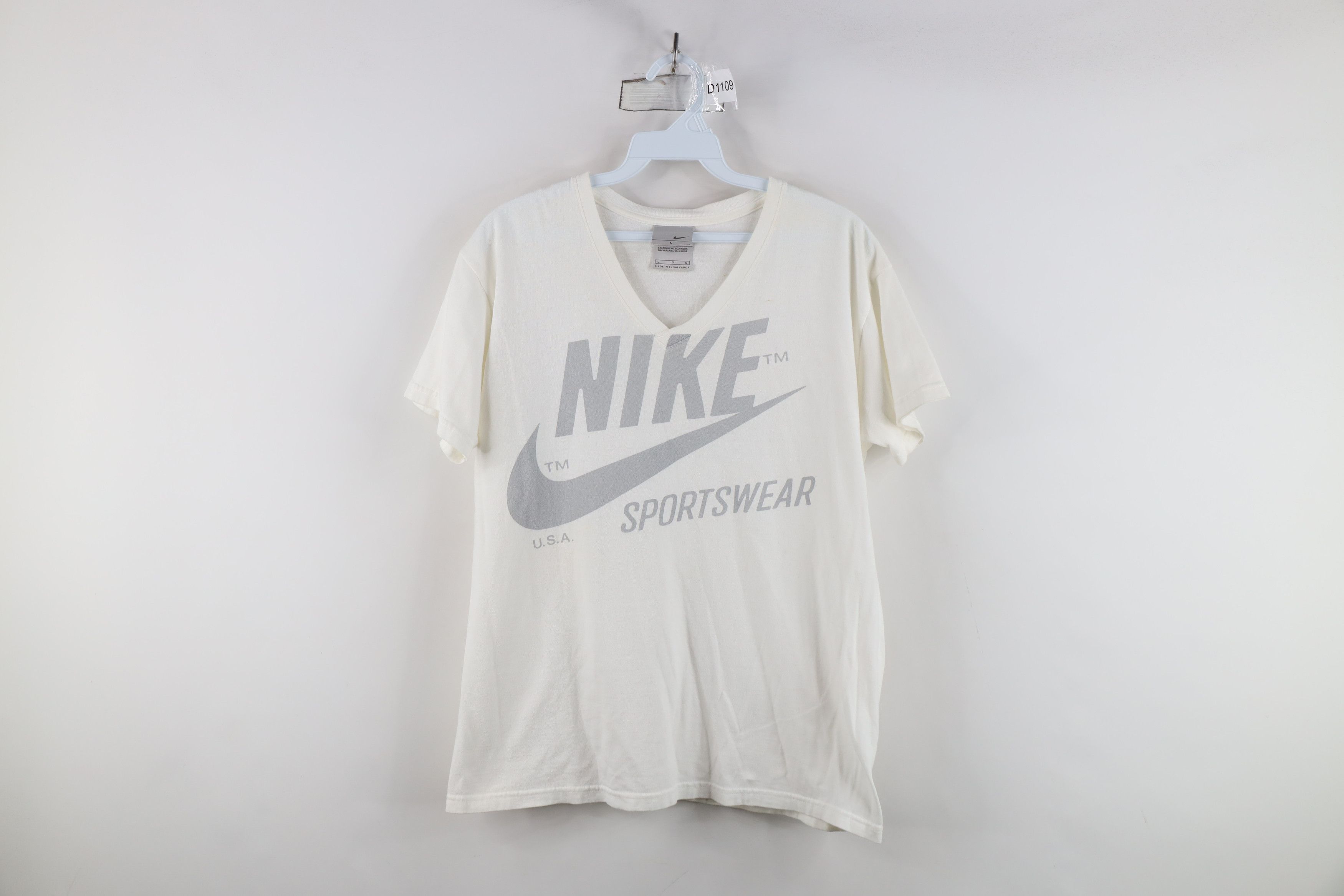Nike × Vintage Vintage 90s Y2K Nike Sportswear Scott Big Swoosh T-Shirt Size L / US 10 / IT 46 - 1 Thumbnail