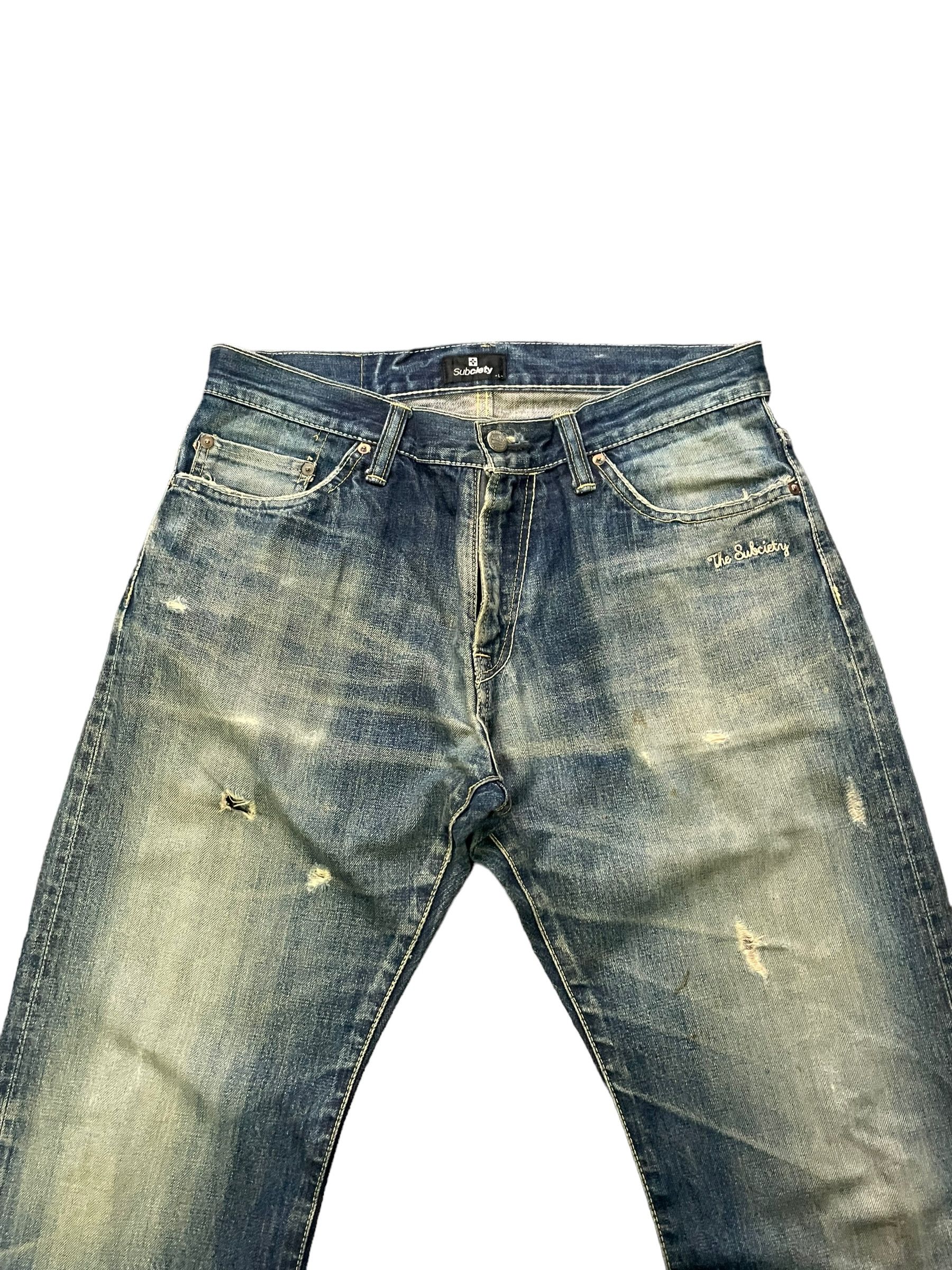 Japanese Brand Vintage Subciety Selvedge Distresed Denim Size US 34 / EU 50 - 3 Thumbnail