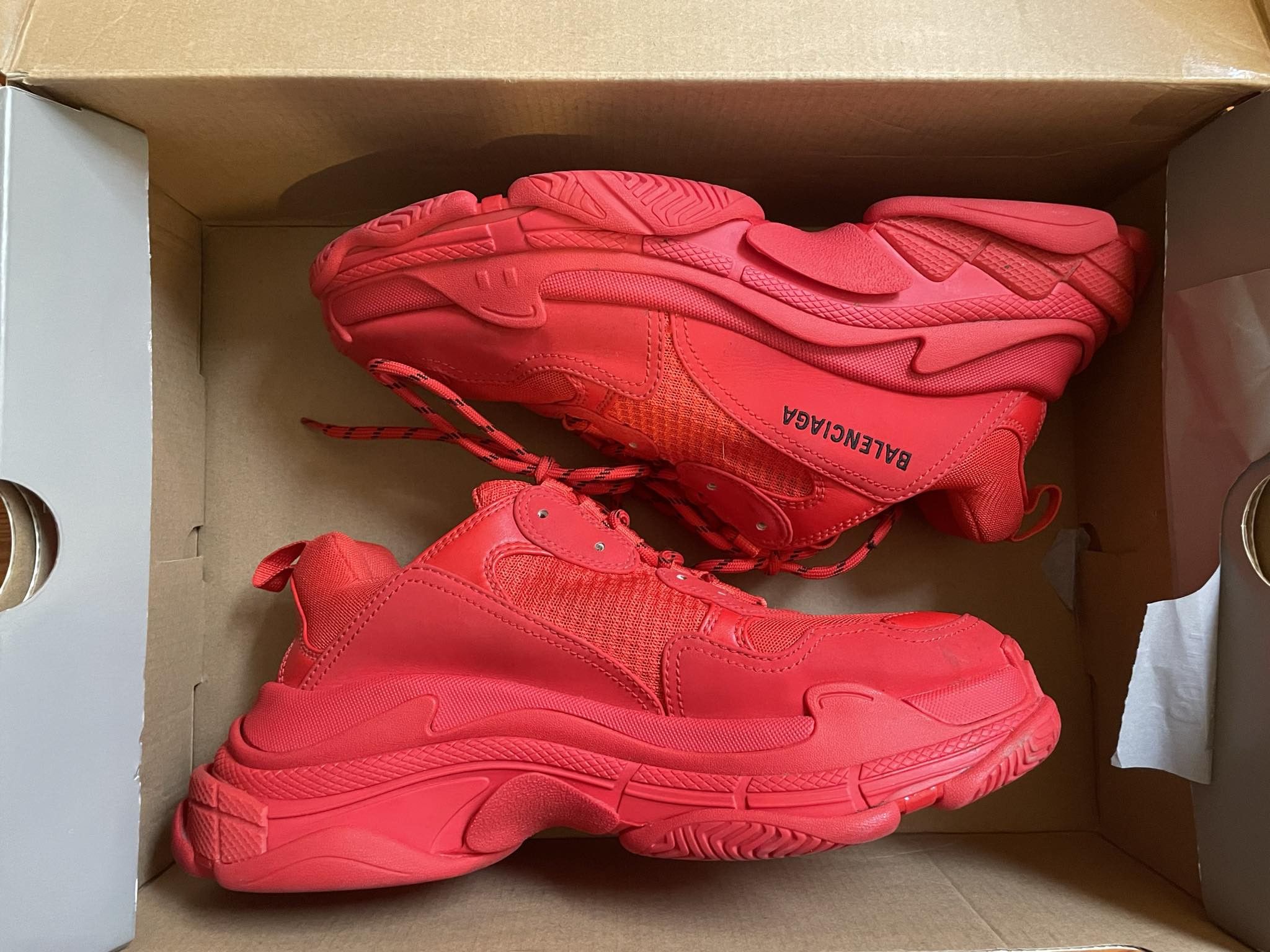 image of Balenciaga Triple S Shoes in Red, Men's (Size 9)