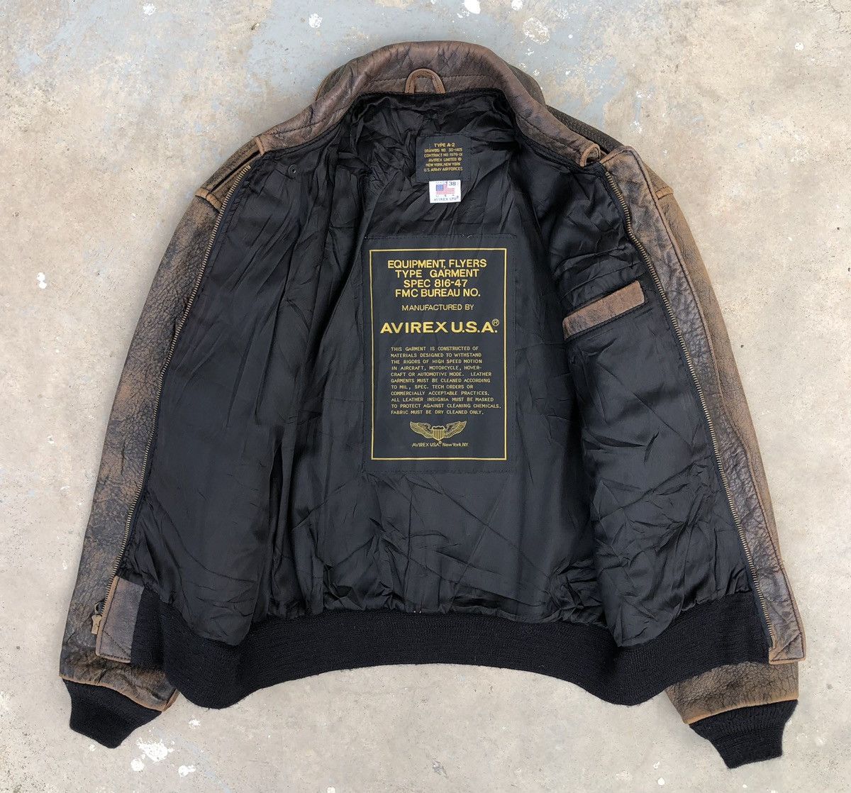 Avirex Vintage Avirex Limited A-2 Airforce Faded Leather Jacket Size US M / EU 48-50 / 2 - 14 Thumbnail