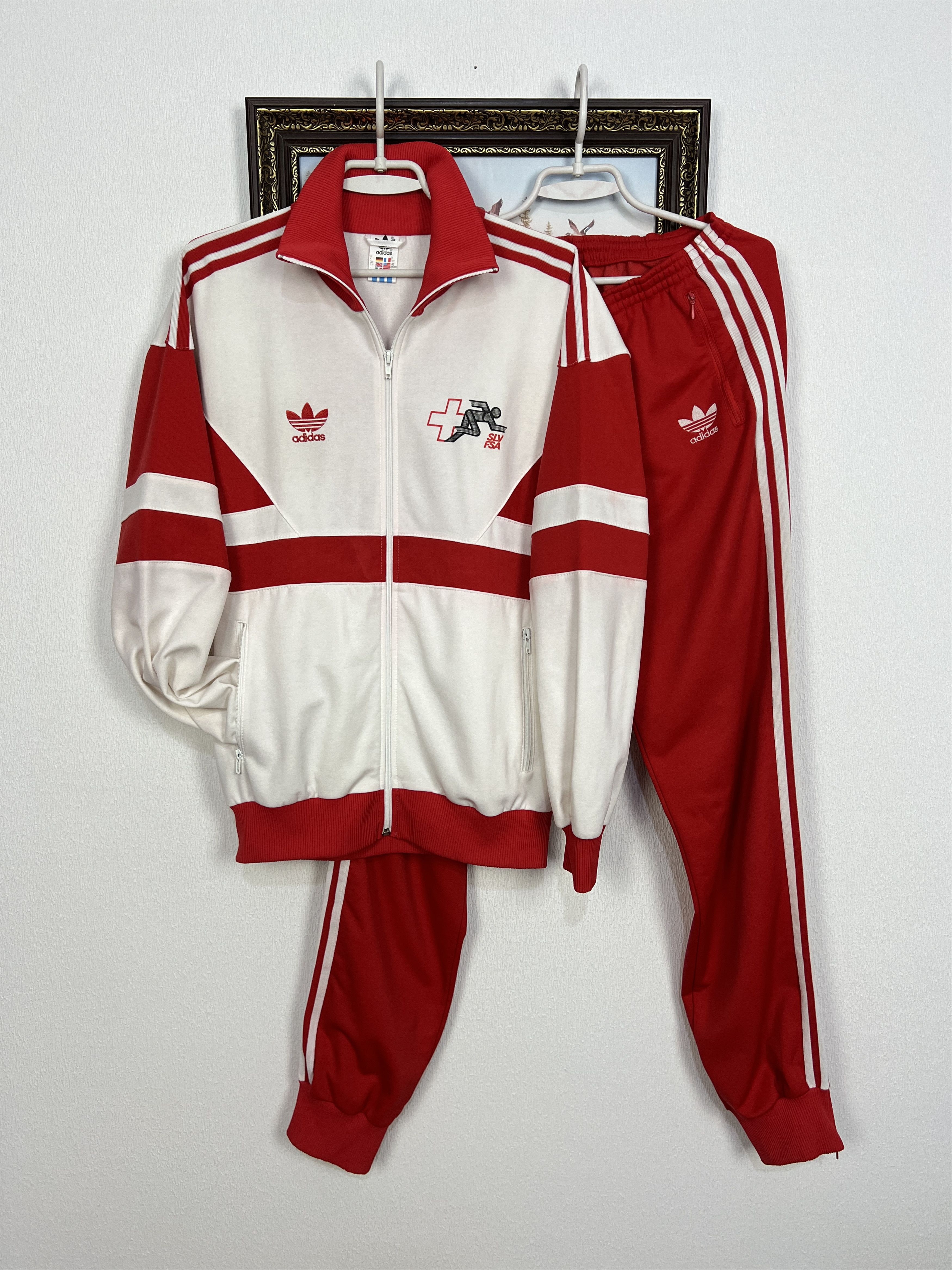 Adidas Vintage 90's Switzerland Olympics Suit Jacket Pants Set Rare Size US M / EU 48-50 / 2 - 1 Thumbnail