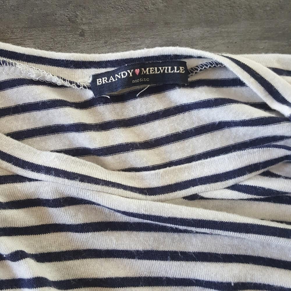 Designer White Navy Striped Melville Crop Short Sleeve Size ONE SIZE - 4 Thumbnail