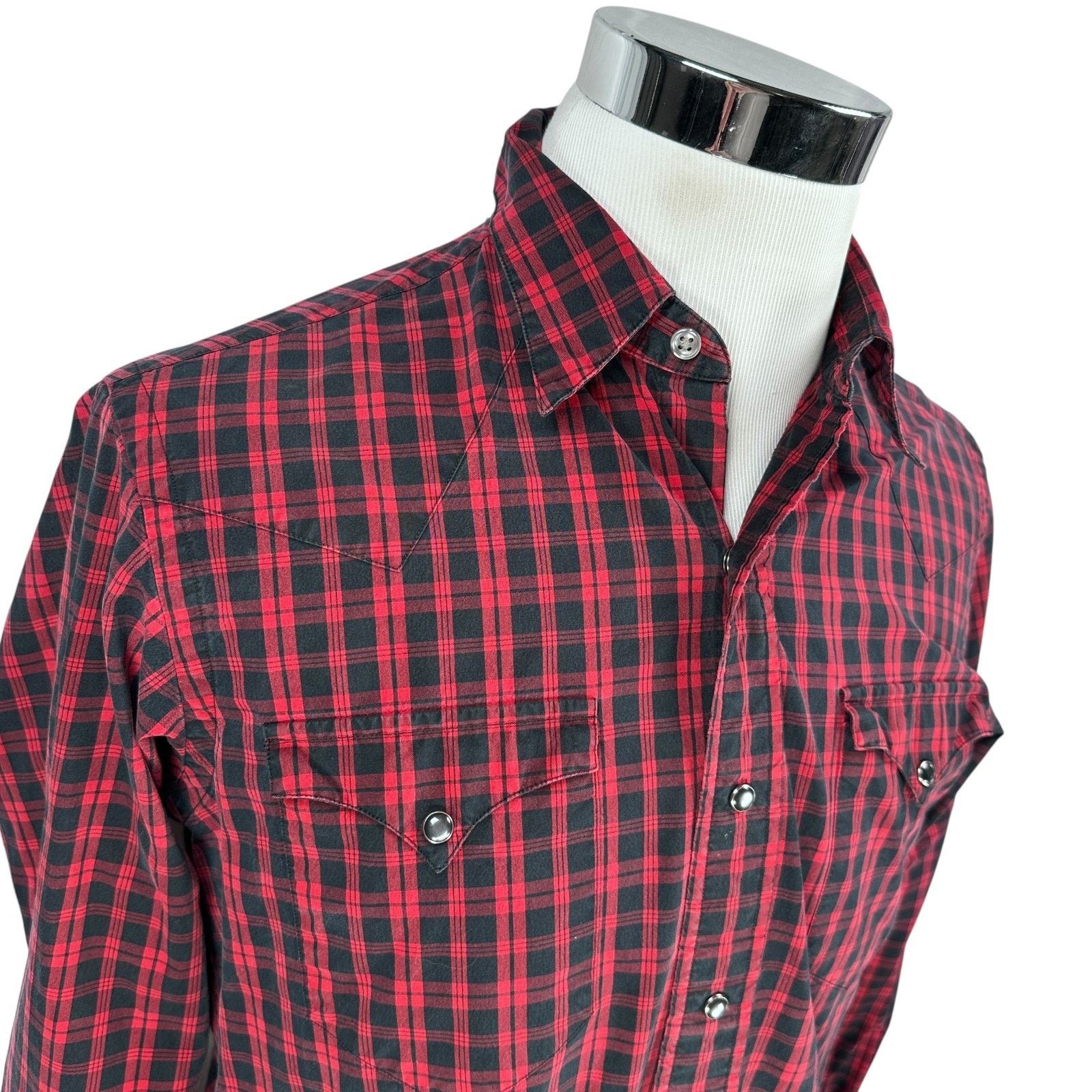 Polo Ralph Lauren Polo Ralph Lauren Western Shirt Men's Medium Red Black Plaid Size US M / EU 48-50 / 2 - 2 Thumbnail