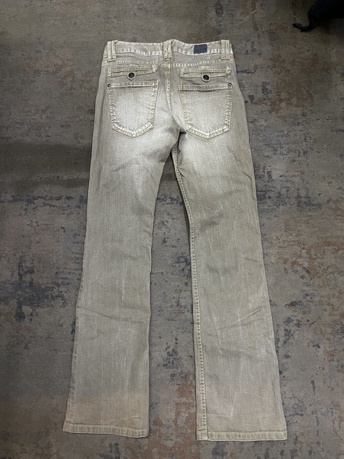 2000s kuko yous satisfait stone wash flared denim pants