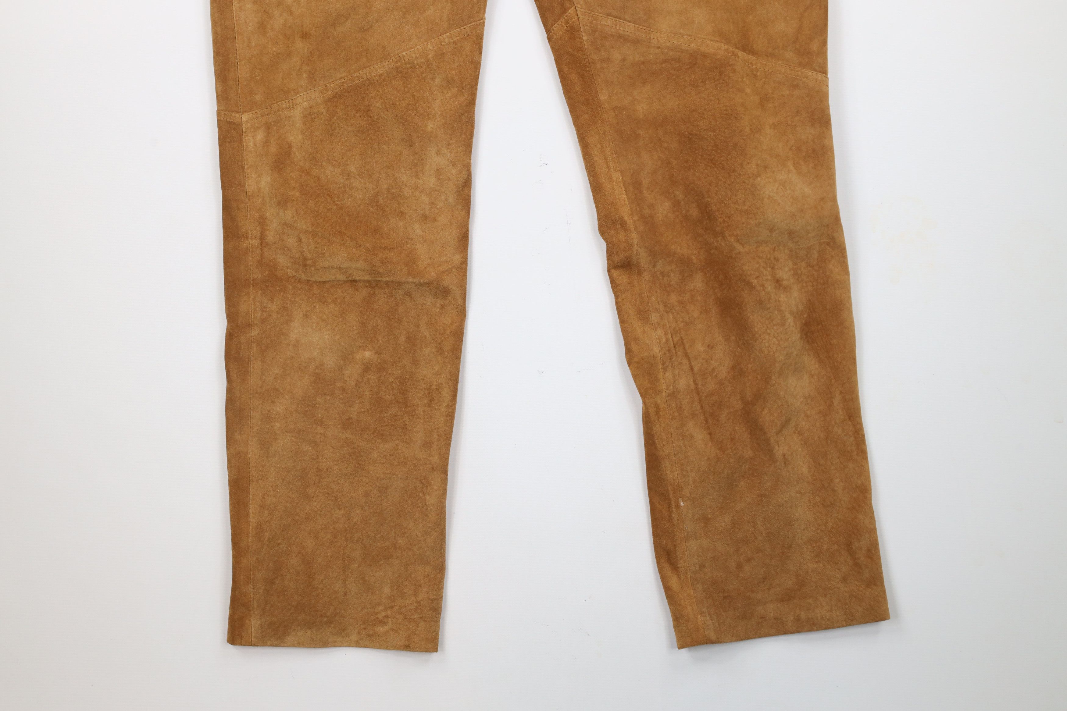 Vintage Vintage 90s Streetwear Leg Suede Leather Pants Brown Size 34" / US 12 / IT 48 - 4 Thumbnail