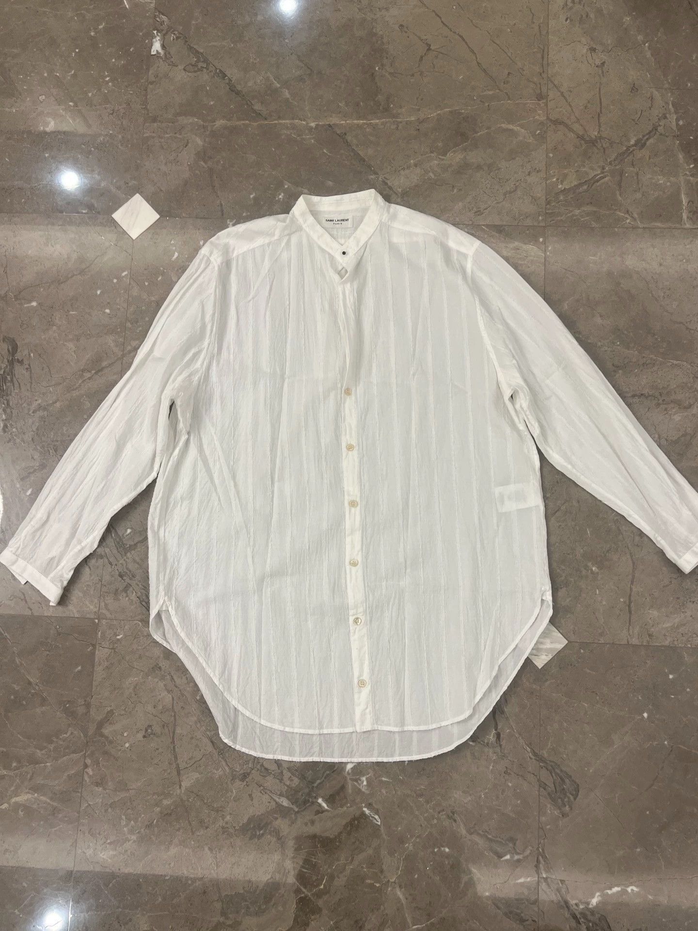 Saint Laurent Paris White Long-Sleeve Button-Up Shirt Size US M / EU 48-50 / 2 - 1 Thumbnail