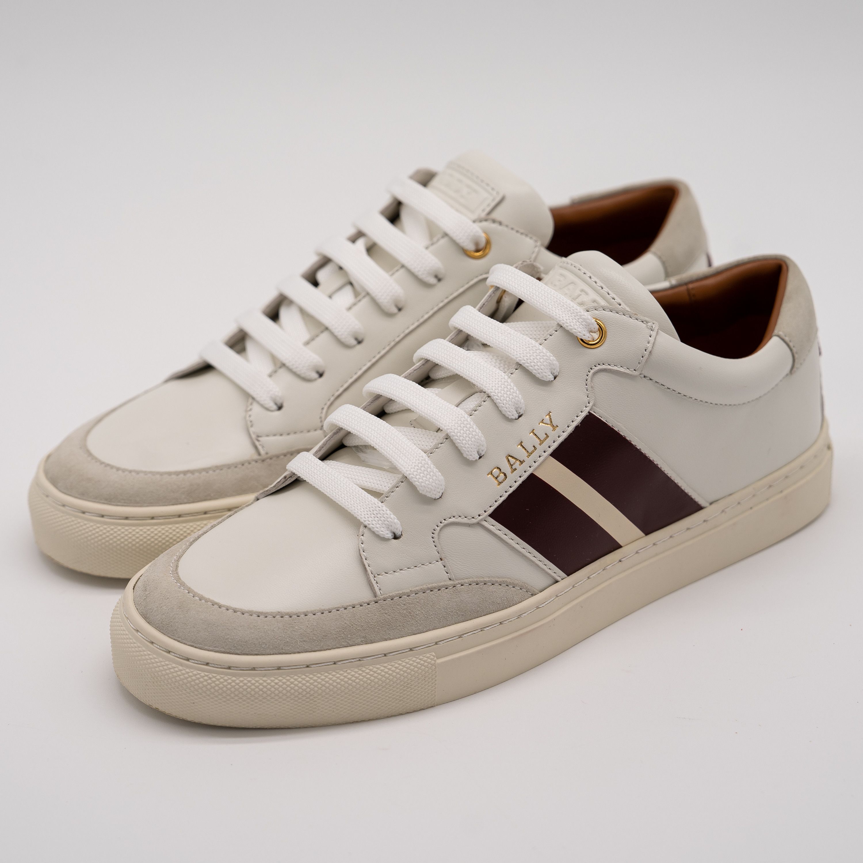 Bally 9.5 Bally Women's Hely White Low-Top Sneakers Red Leather Size US 9.5 / IT 39.5 - 1 Thumbnail