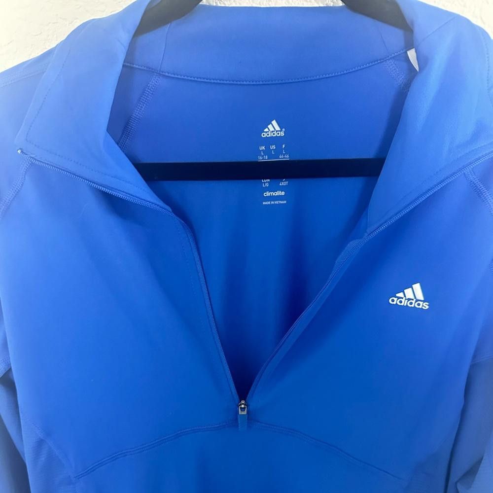 Adidas Adidas Climalite Blue 1/2 Zip Pullover Long Sleeve Top Large Size L / US 10 / IT 46 - 3 Thumbnail