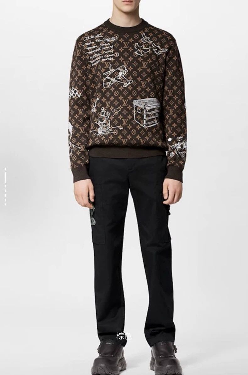 Louis Vuitton Louis Vuitton FW23 Logo monogrammed scribbled crewneck lon Size US L / EU 52-54 / 3 - 2 Thumbnail
