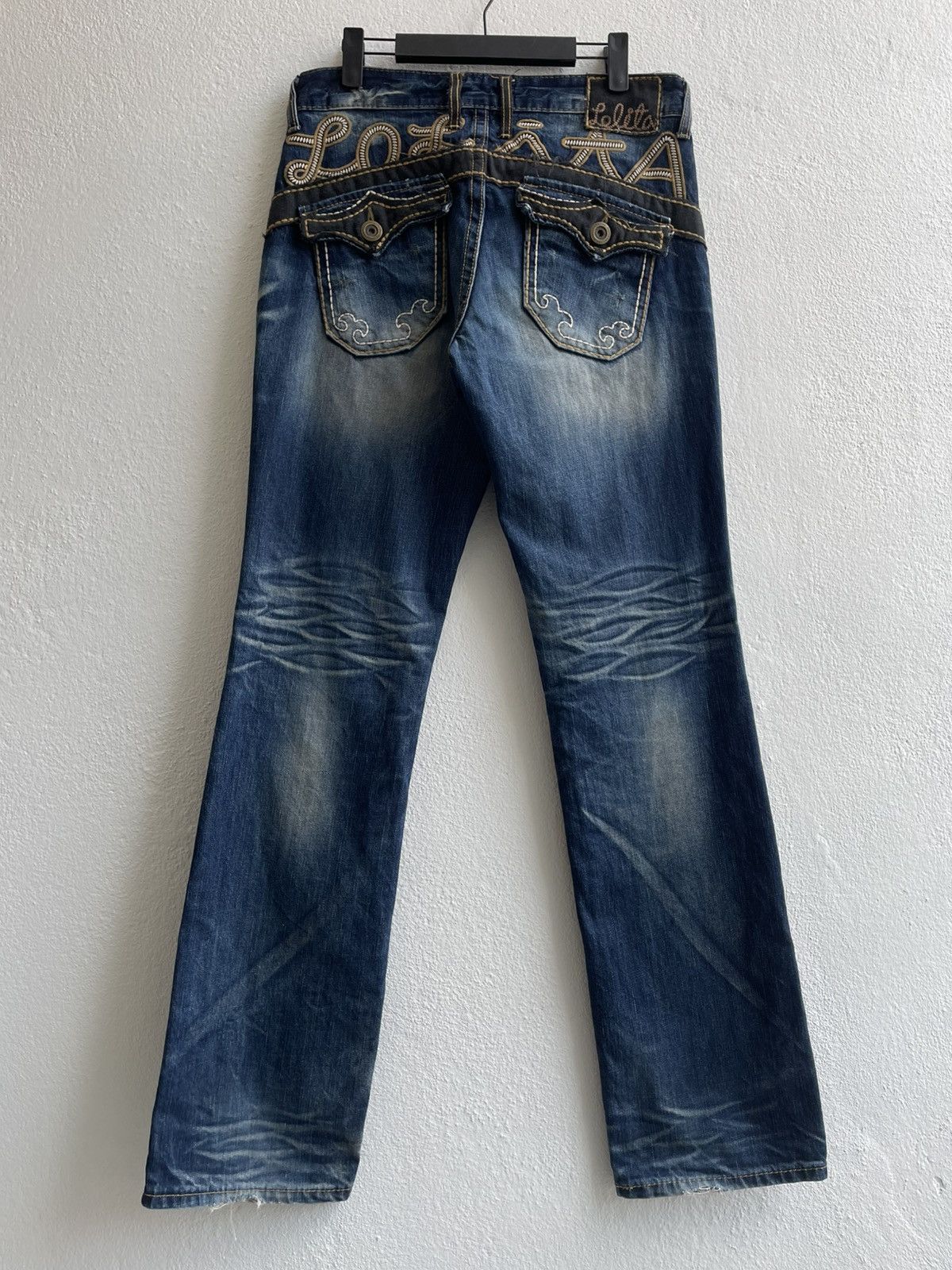 Japanese Brand Vintage Distress Lolita Flared Jeans Size US 33 - 7 Thumbnail