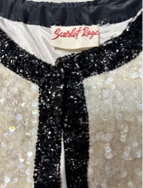 Other VTG Scarlet Rage Sequin Cropped Jacket Ivory Black Bolero Size M / US 6-8 / IT 42-44 - 5 Thumbnail