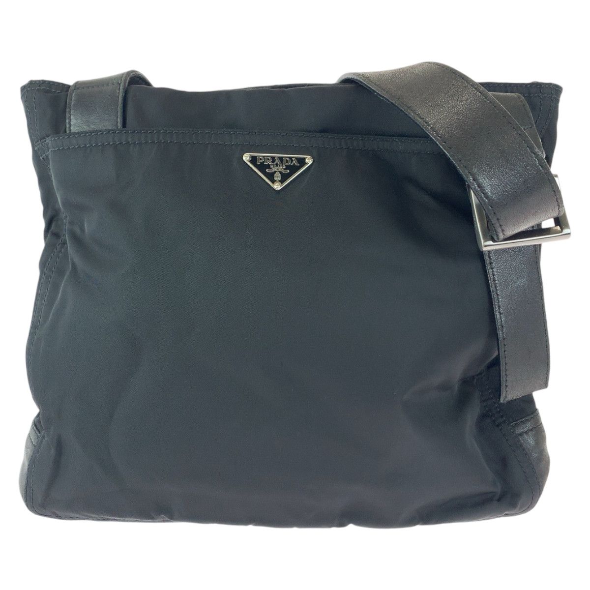 Prada Prada Prada Nylon/Leather Tessuto Triangle Logo Plate Shoulder Bag Canvas Crossbody Bag 407875 in Very Good Condition Size ONE SIZE - 1 Thumbnail