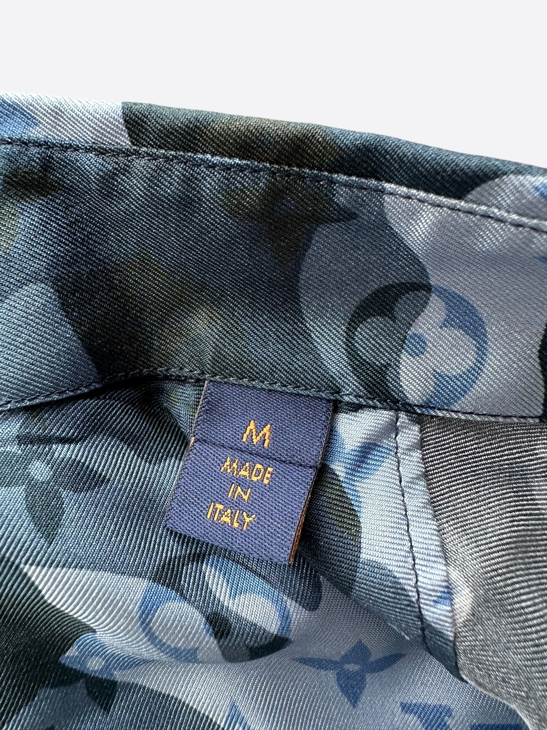 Louis Vuitton Louis Vuitton Blue Camouflage Monogram Silk Button Up Shirt Size US M / EU 48-50 / 2 - 4 Thumbnail