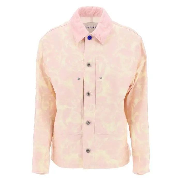 image of Burberry O1S22I1N0424 Canvas Workwear Jacket In Pink, Women's (Size Small)