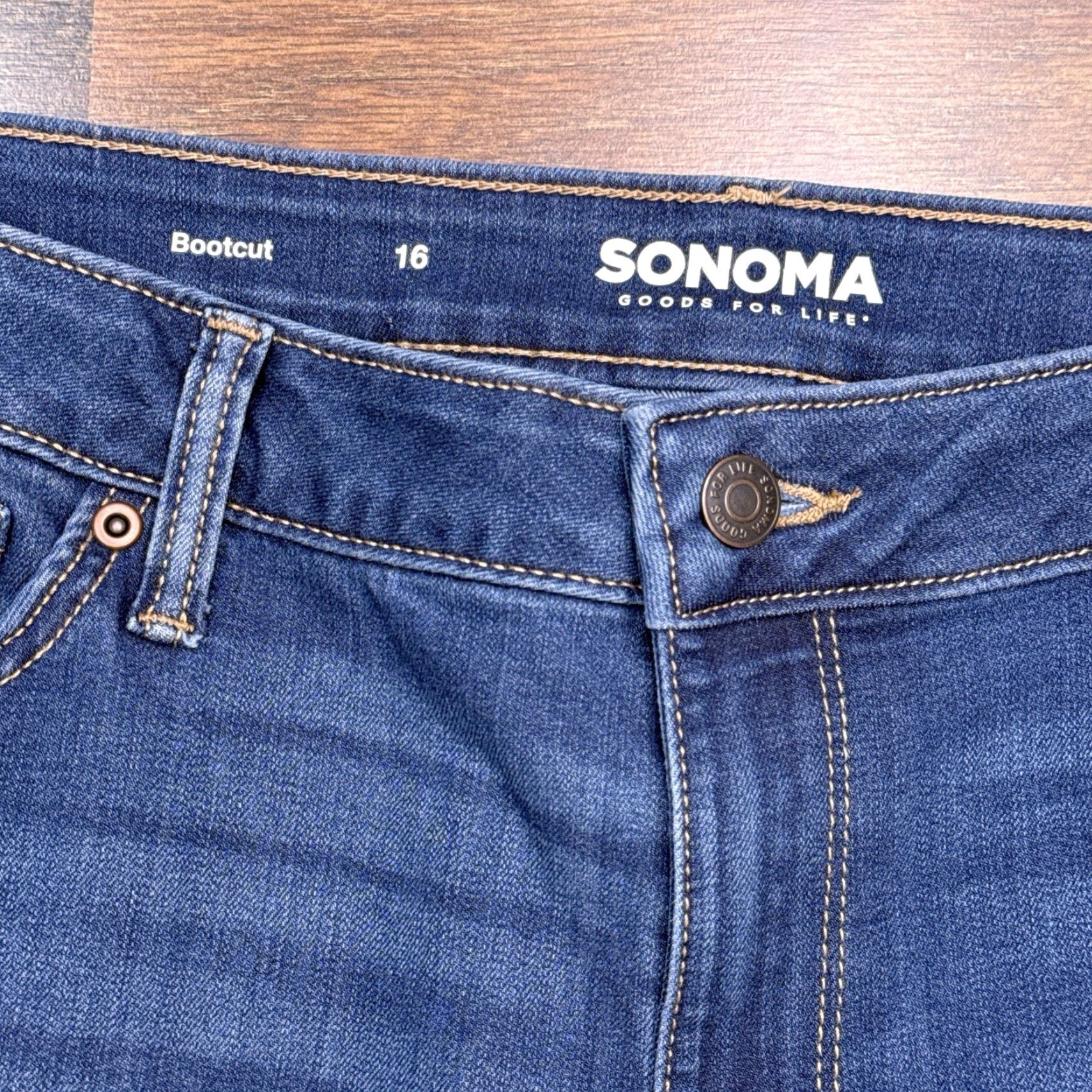 Vintage Sonoma Jeans Womens 16 Bootcut Mid Rise Stretch Denim 5-Pocket Blue Medium Inseam 30” Size 38" / US 16 / IT 52 - 4 Thumbnail