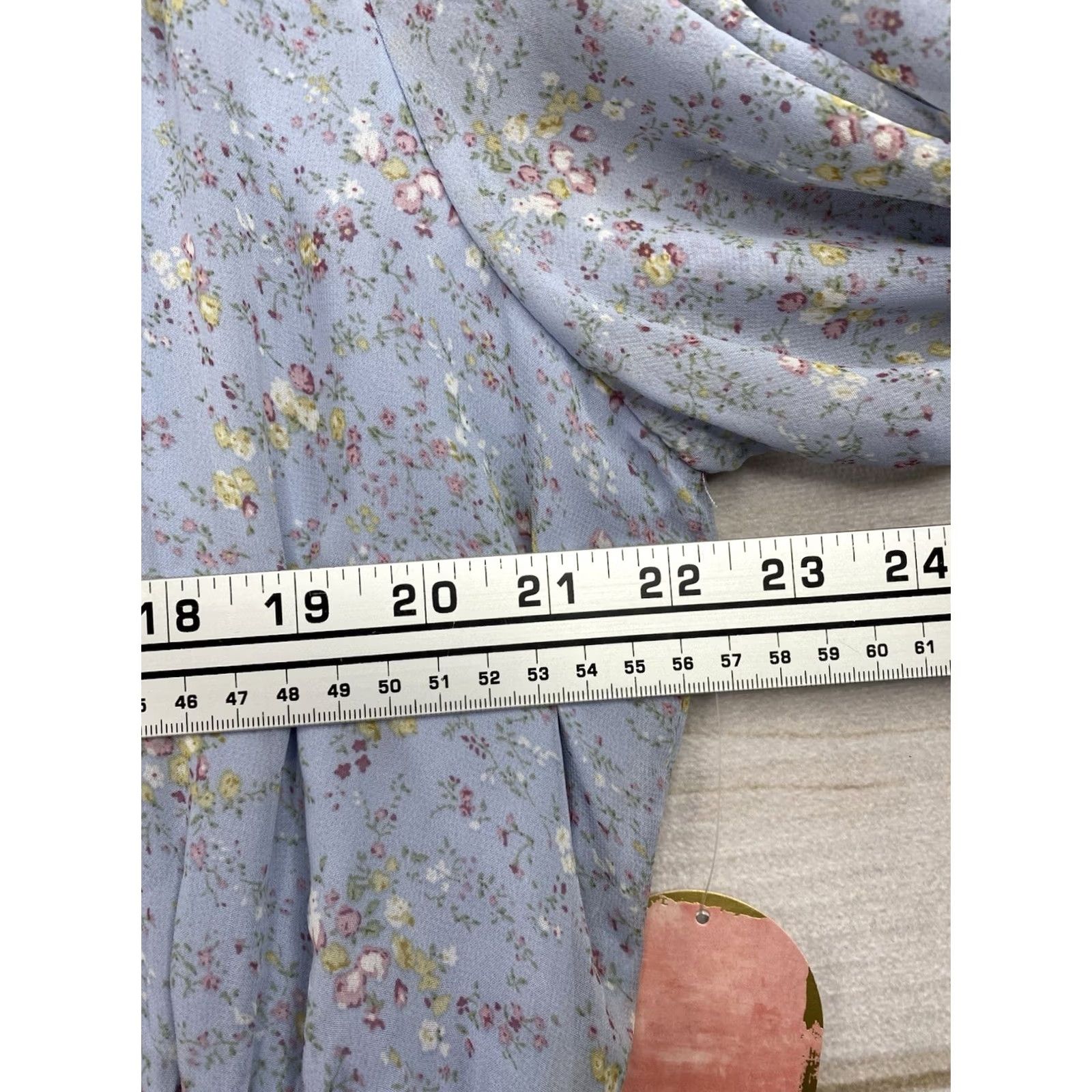 Vintage Arula Dress 3X Blue Floral Long Sleeve Mini Tiered Smocked Waist NWT Casual, Bohemian Dress Mens Women Girls Size XXL / US 16-18 / IT 52-54 - 5 Thumbnail